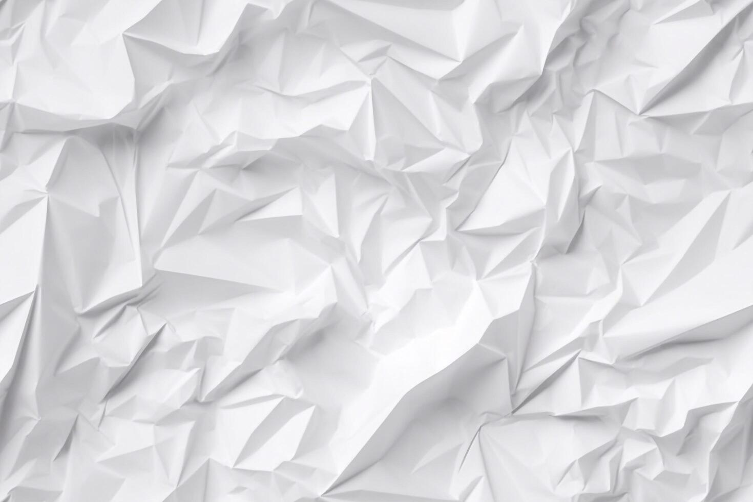 White crumpled paper seamless texture backdrop. Decorative 3d illustration. photo