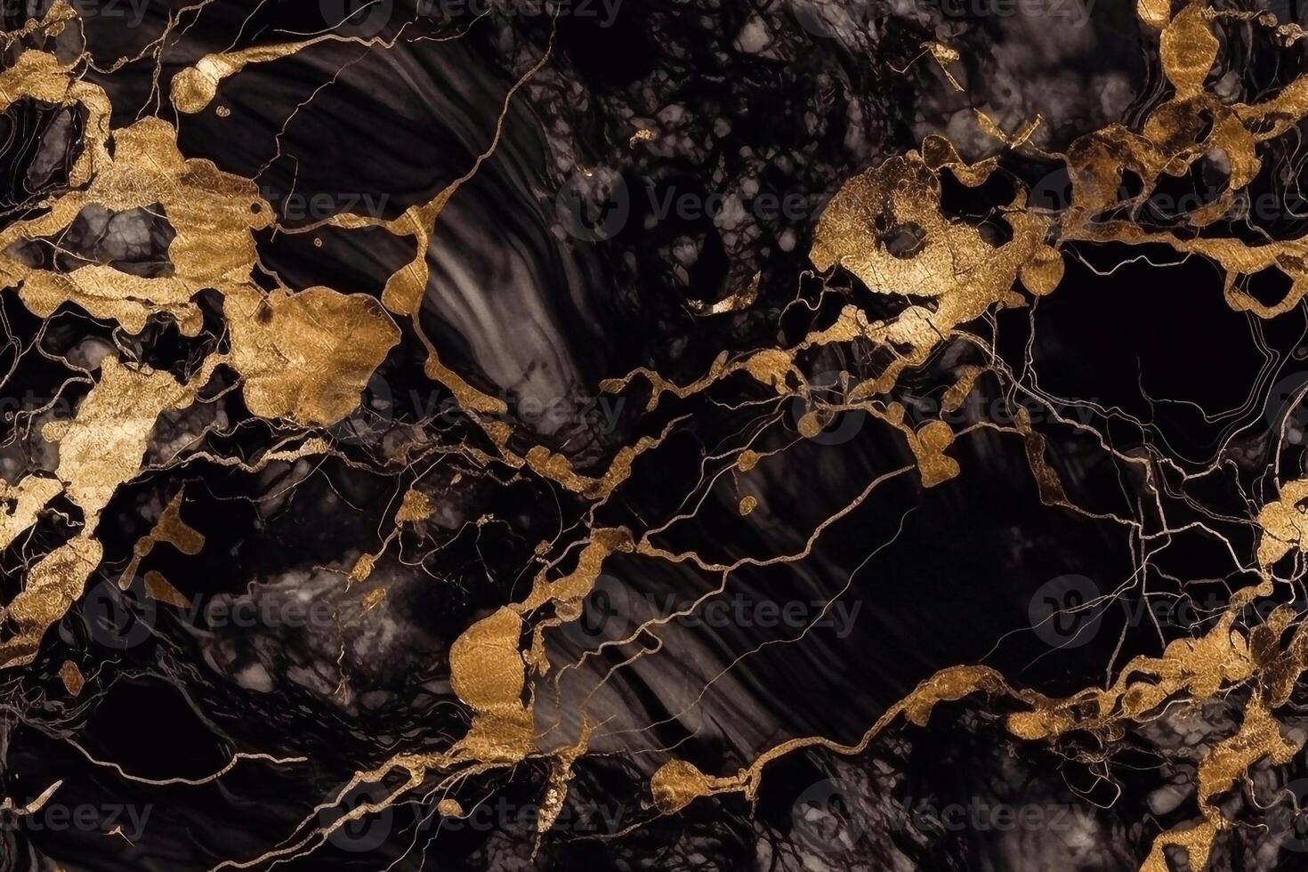Minimalist rich marbling seamless texture for interior design. Luxury 3d illustration of black and gold marble. photo