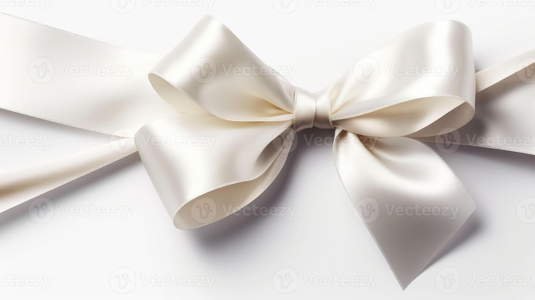 Decorative red bow with horizontal red ribbon. Bbow for page decor isolated on white.. Created with photo