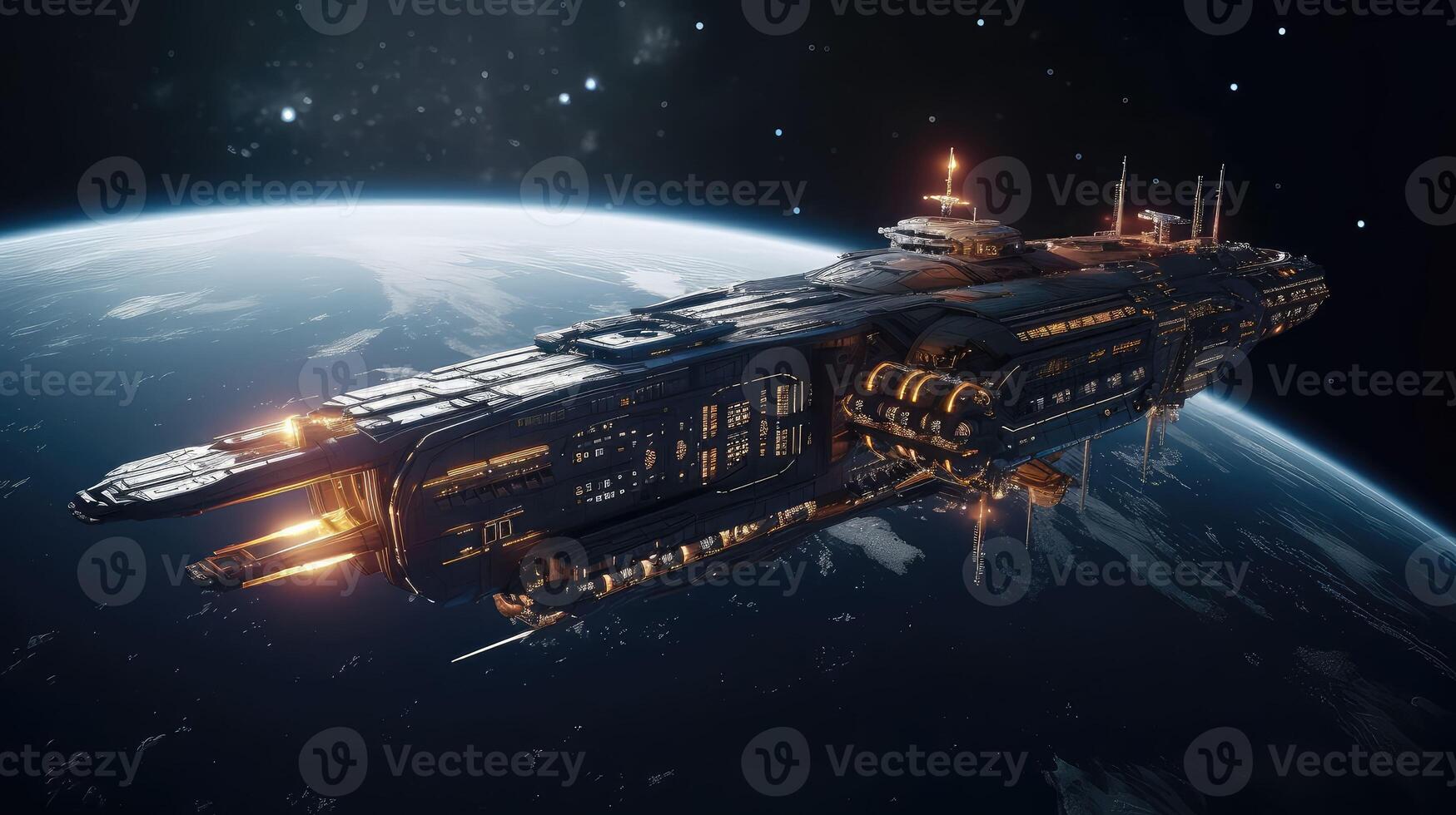Star ship in low-Earth orbit. Elements of this image furnished by NASA.. Created with photo