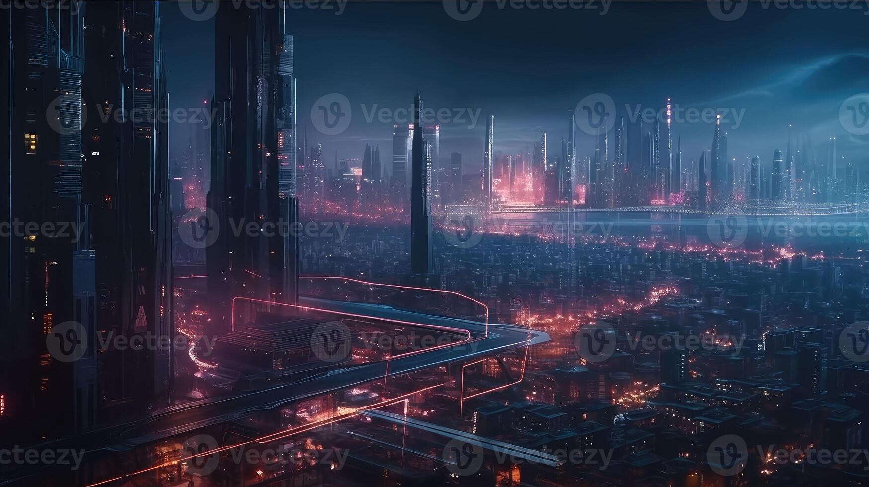Background of a futuristic city of the future.. Created with photo