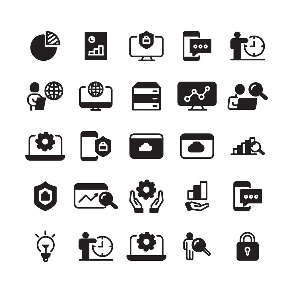 set icon glyph analytics data vector