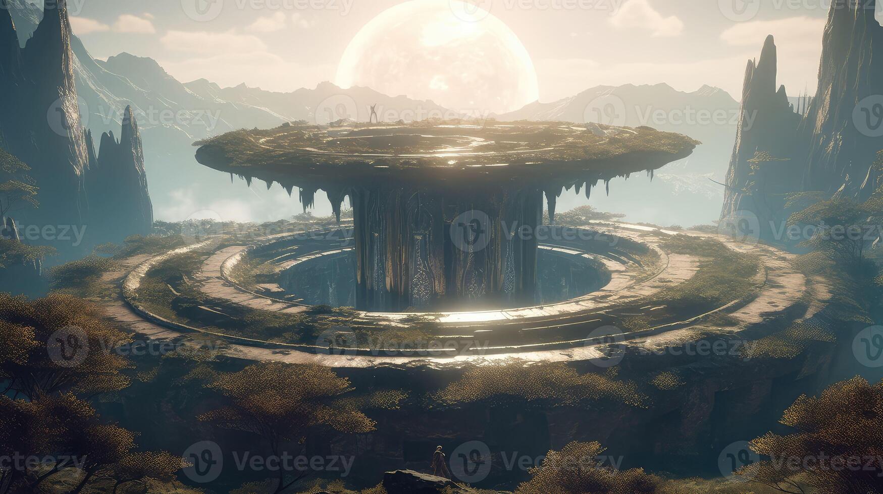 Volcanic futuristic crater in geothermal valley surreal, fantastic alien landscape, incredible sight, unique natural phenomena, breathtaking views of the geological wonder.. Created with photo