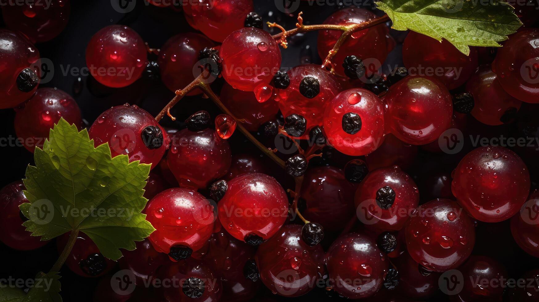Texture of ripe red currant berries. Red currant natural background wallpaper banner. A lot of red berries of ripe currants. Farming concept, harvesting.. Created with photo