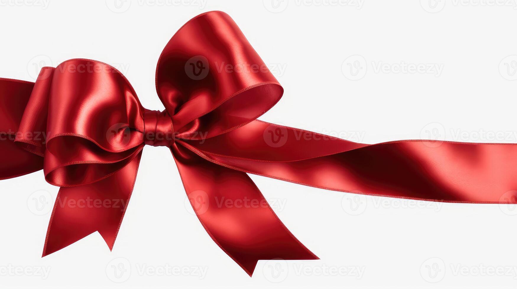 Decorative red bow with horizontal red ribbon. Bbow for page decor isolated on white.. Created with photo