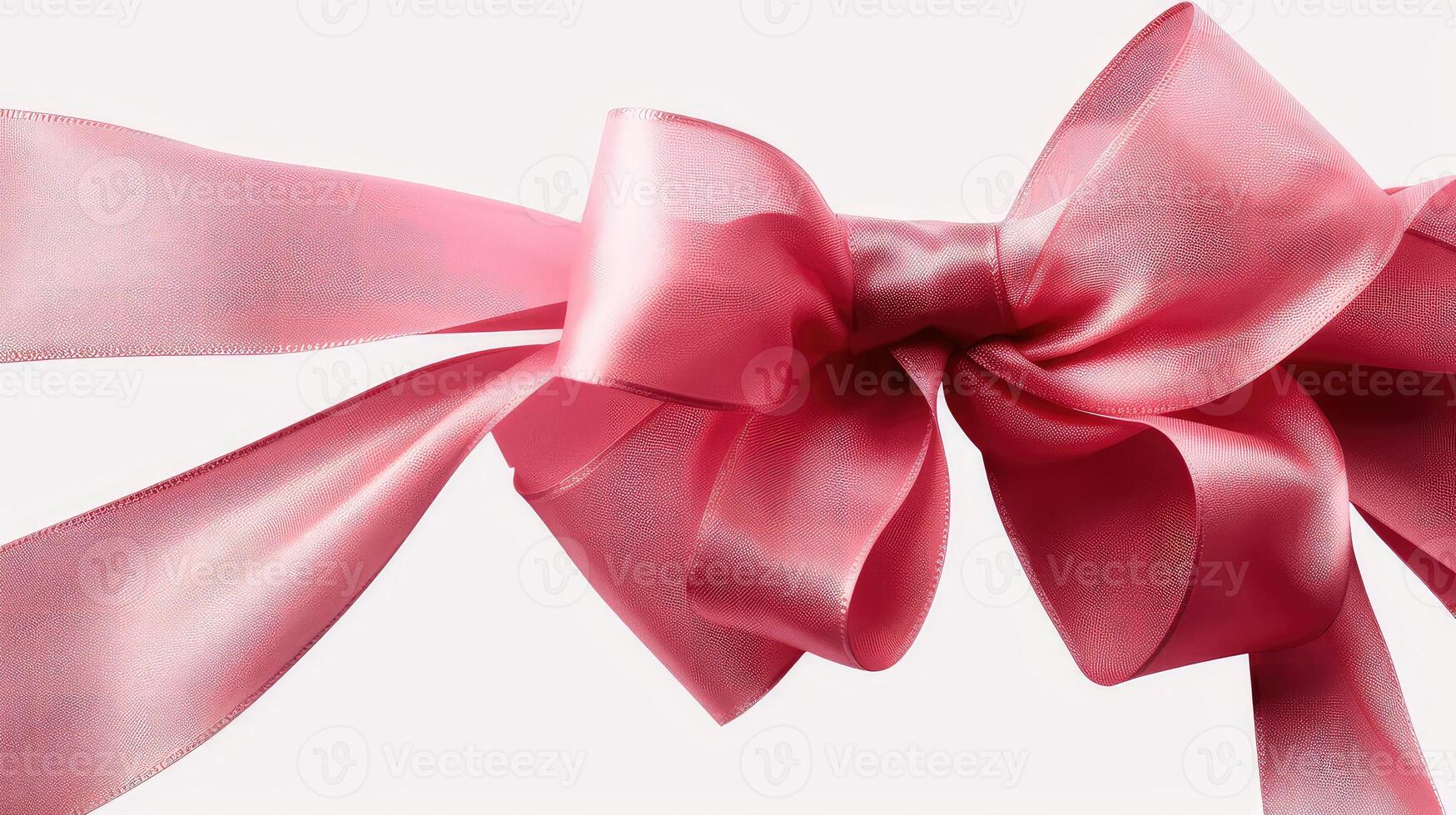 Decorative red bow with horizontal red ribbon. Bbow for page decor isolated on white.. Created with photo