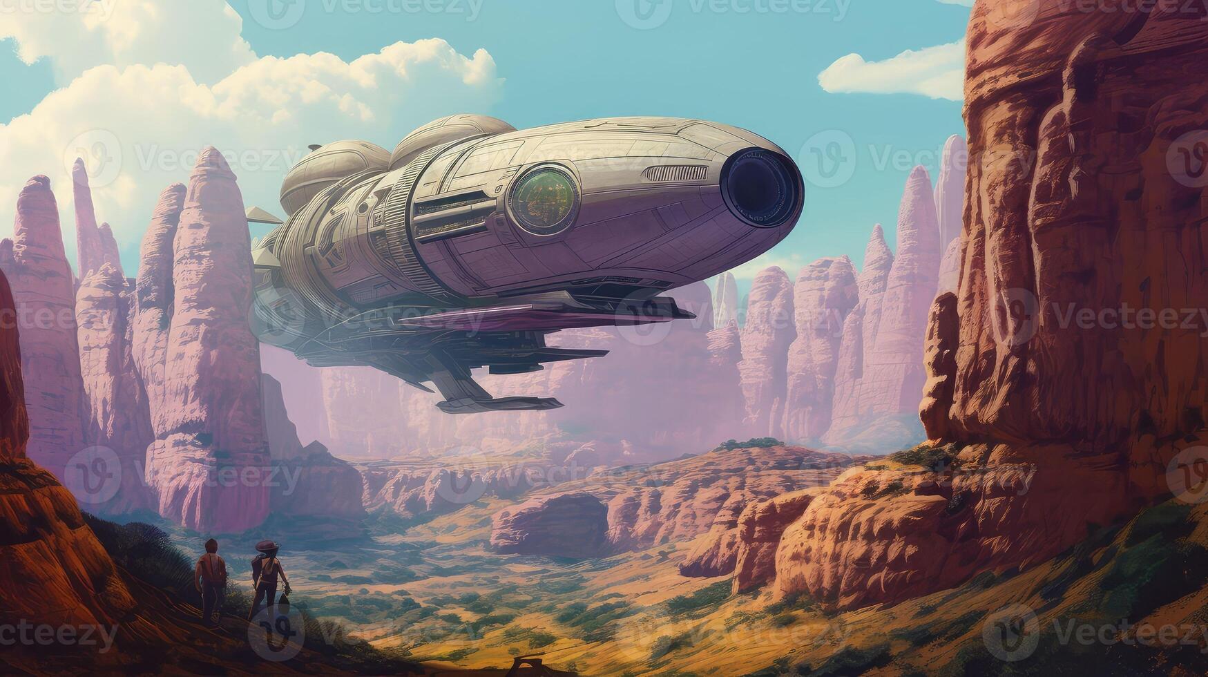Grunge Spaceship interior with black background 3D rendering.. Created with photo