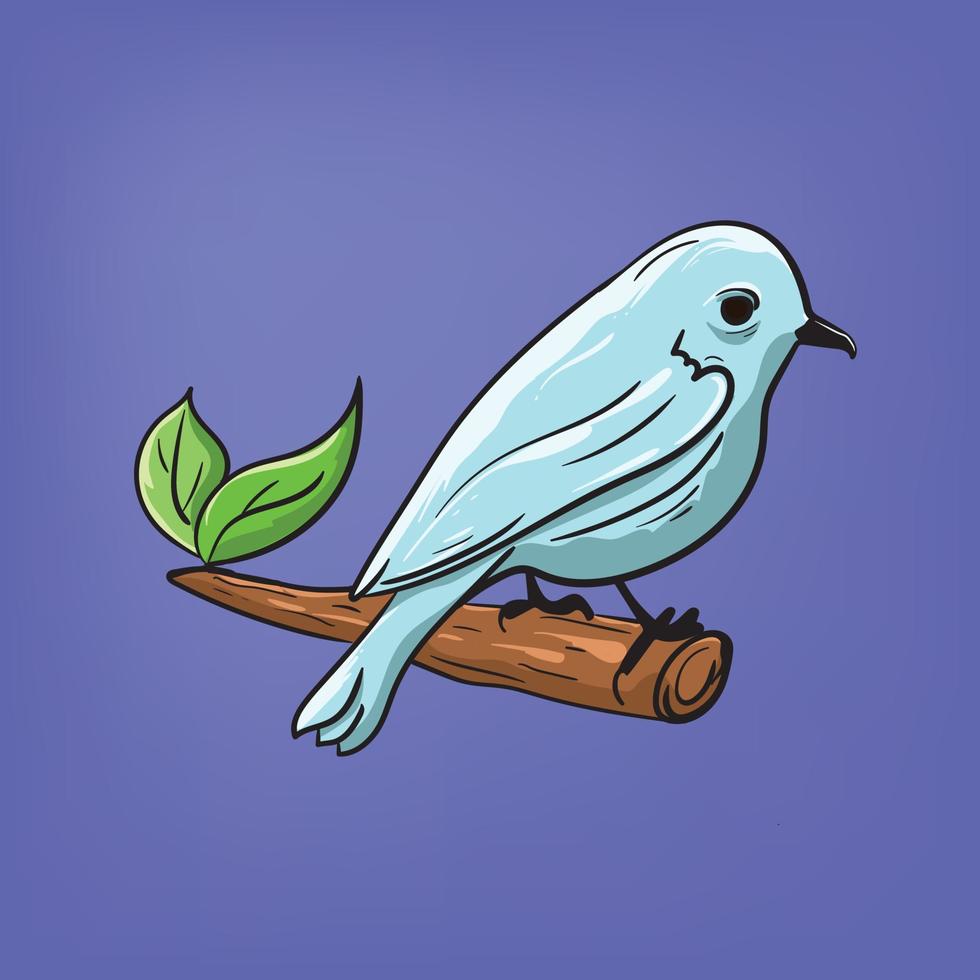 pequeño azul pájaro cantor en rama árbol vector ilustración