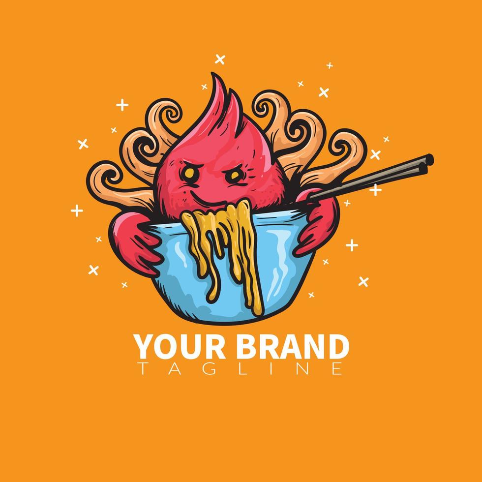 Hot noodle Character in bowl vector
