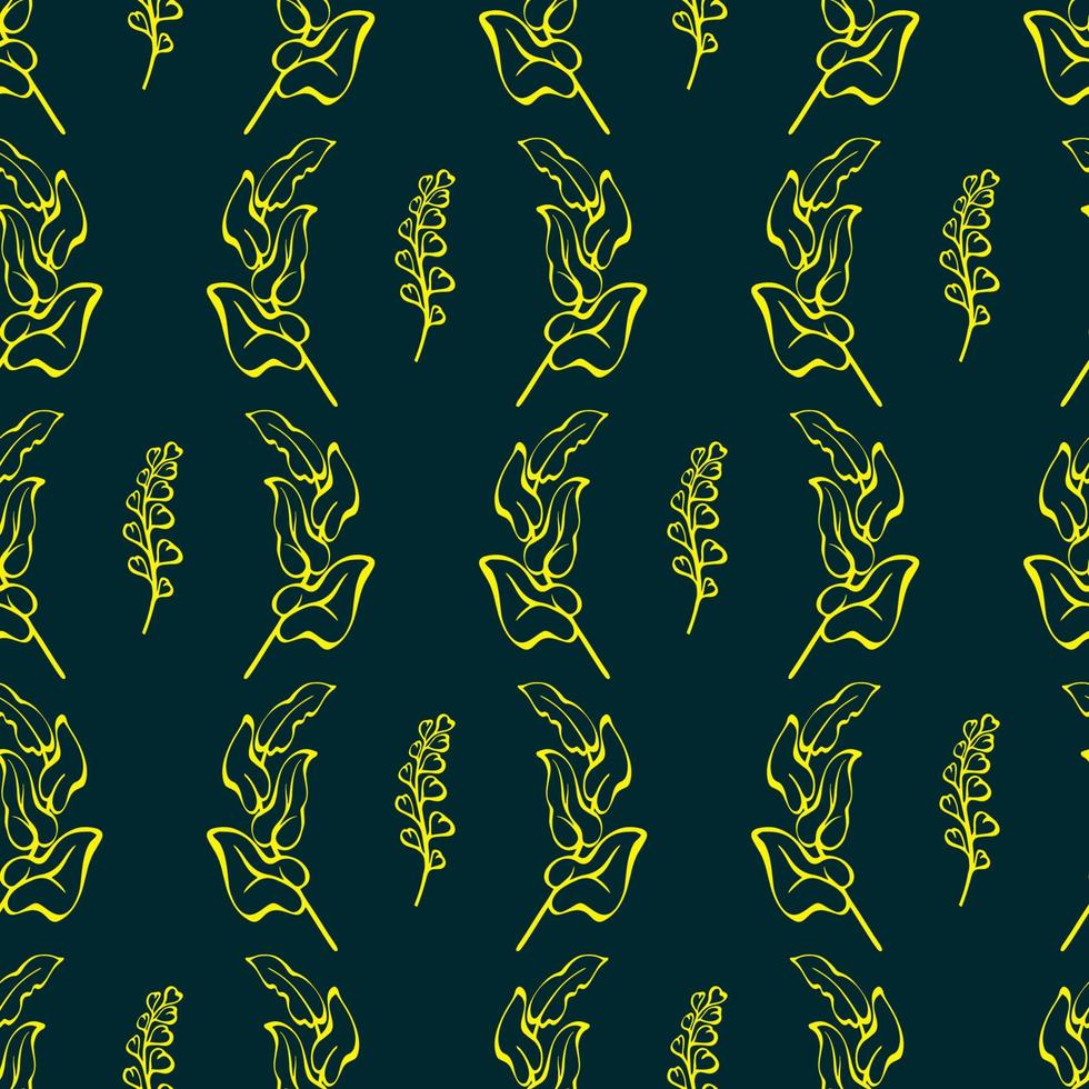 Decorative leaf. Seamless pattern with tropical leaves. Vector illustration.