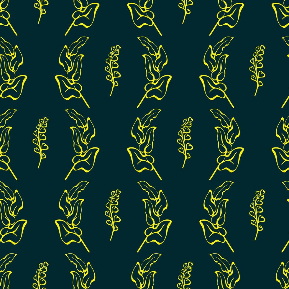 Decorative leaf. Seamless pattern with tropical leaves. Vector illustration.