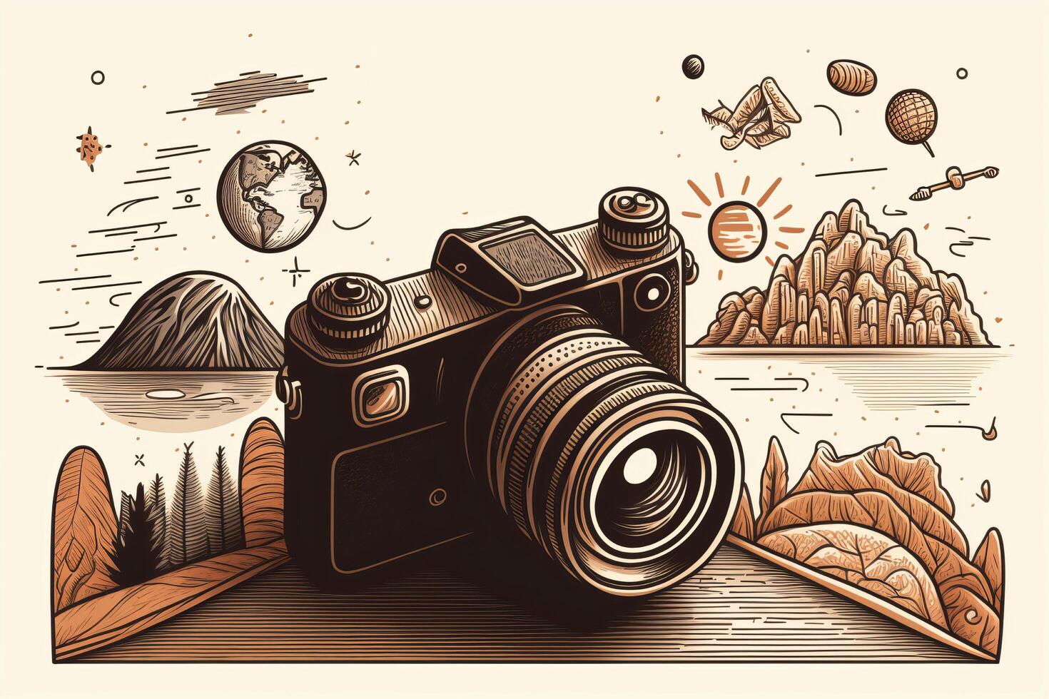 World Photography Day illustration man and woman photographers, camera, August 19th, photo