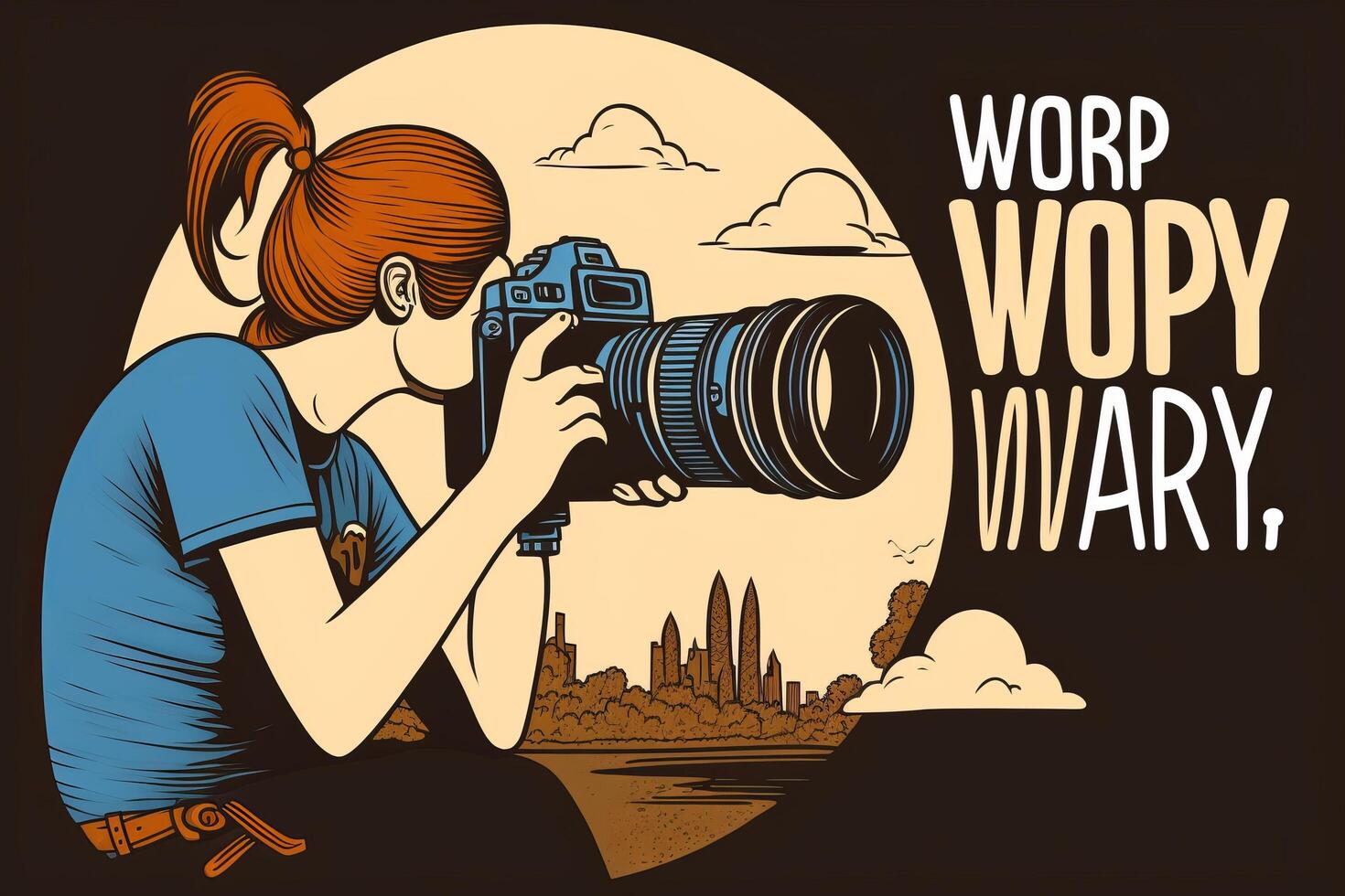 World Photography Day illustration man and woman photographers, camera, August 19th, photo