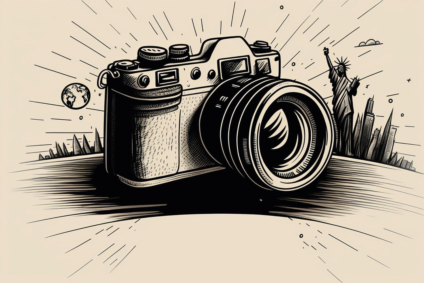 World Photography Day illustration man and woman photographers, camera, August 19th, photo