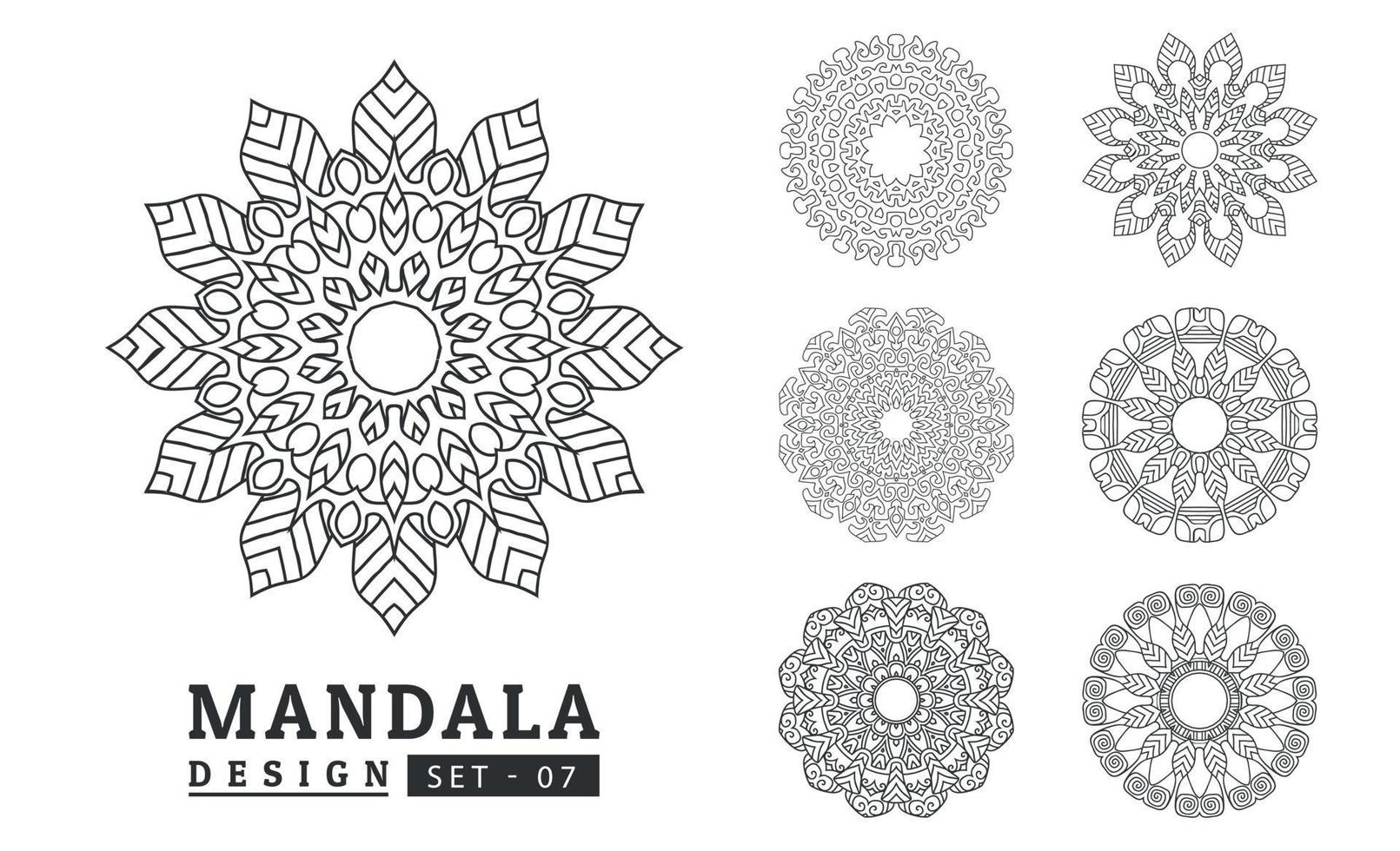 Black and white flower mandala designs set vector