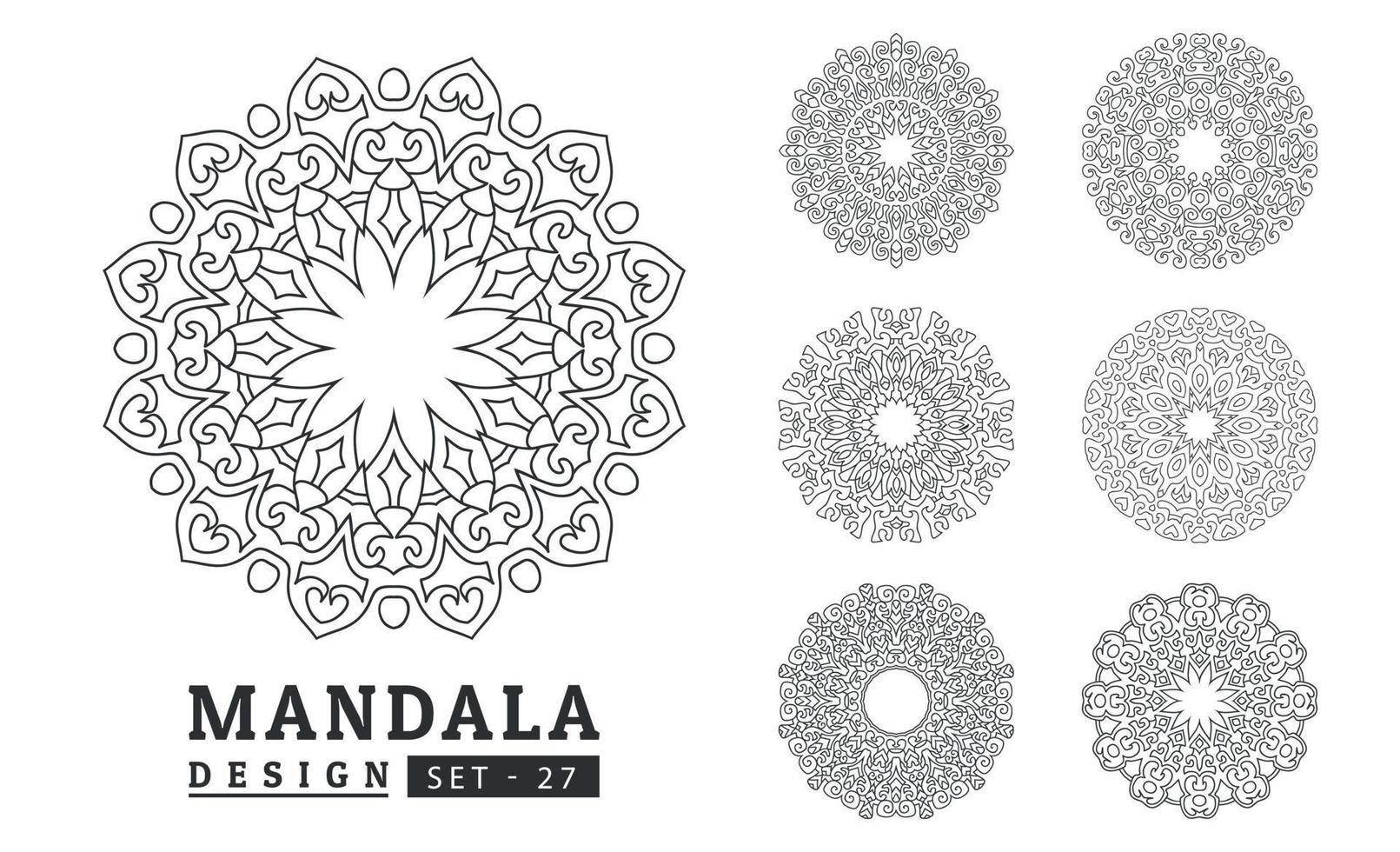 Black and white flower mandala set vector