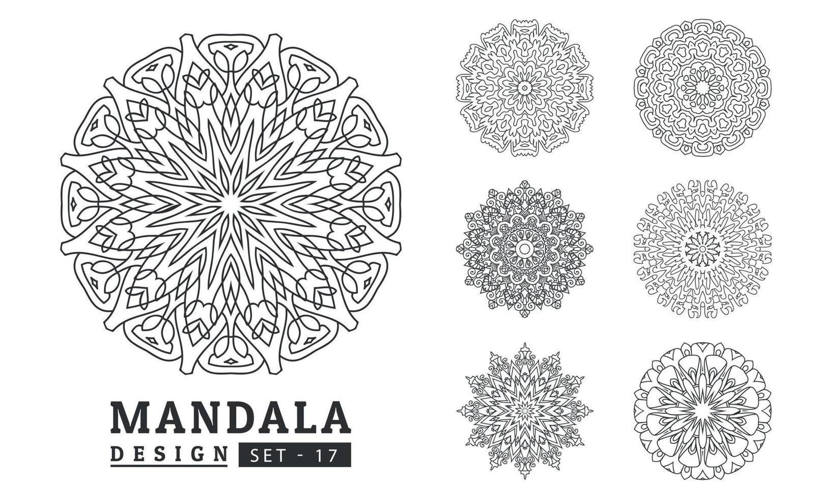 Black and white flower mandala art set vector