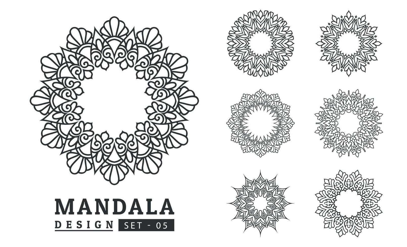 Black and white flower mandala designs set vector