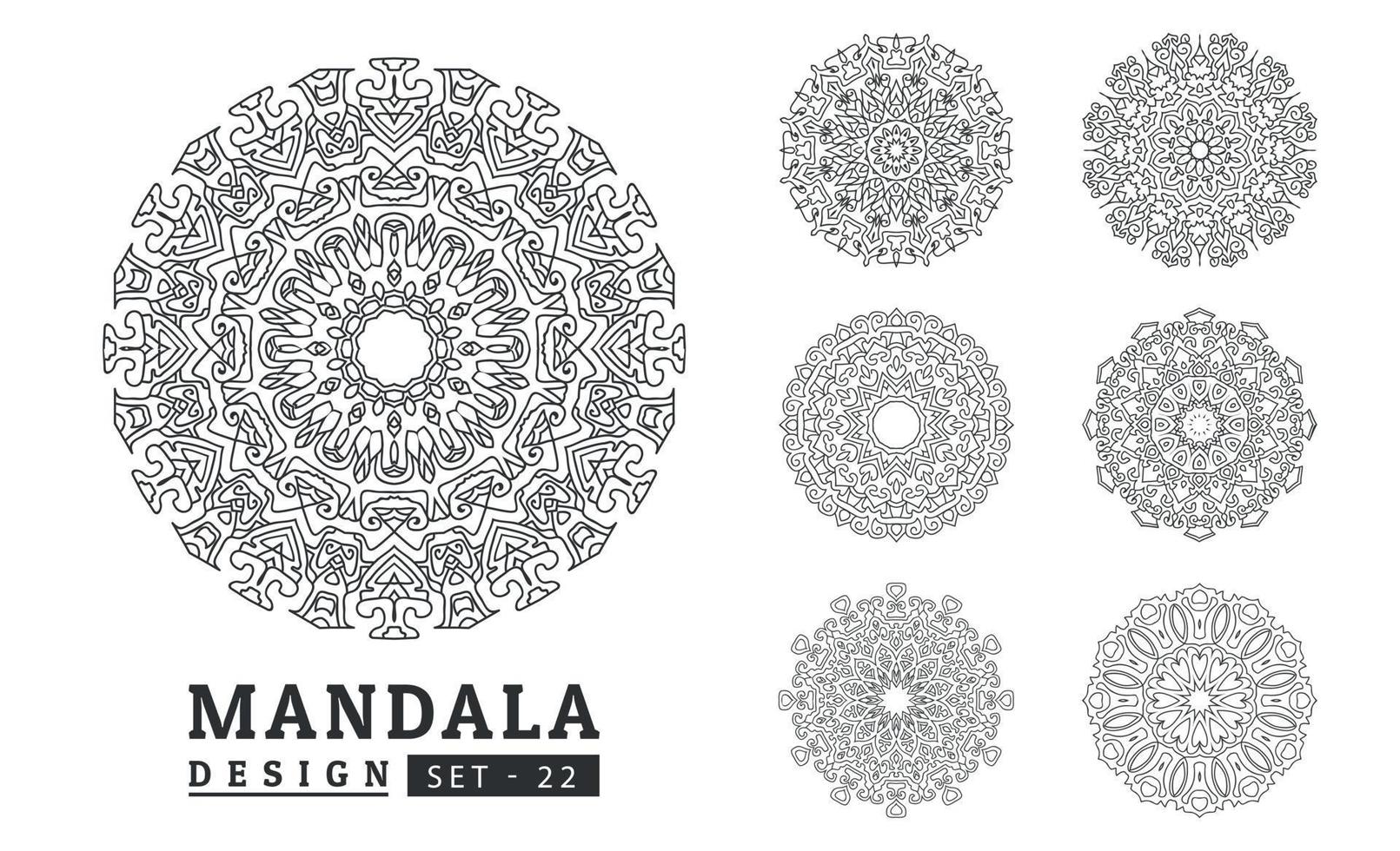 Black and white flower mandala art set vector