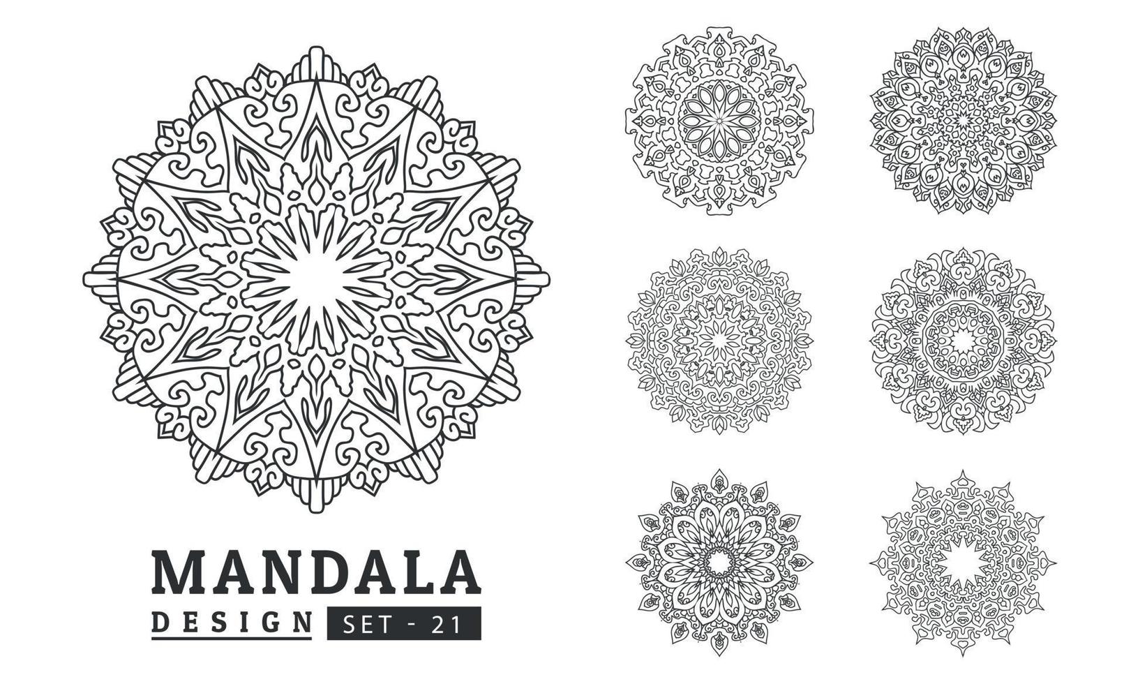 Black and white flower mandala art set vector