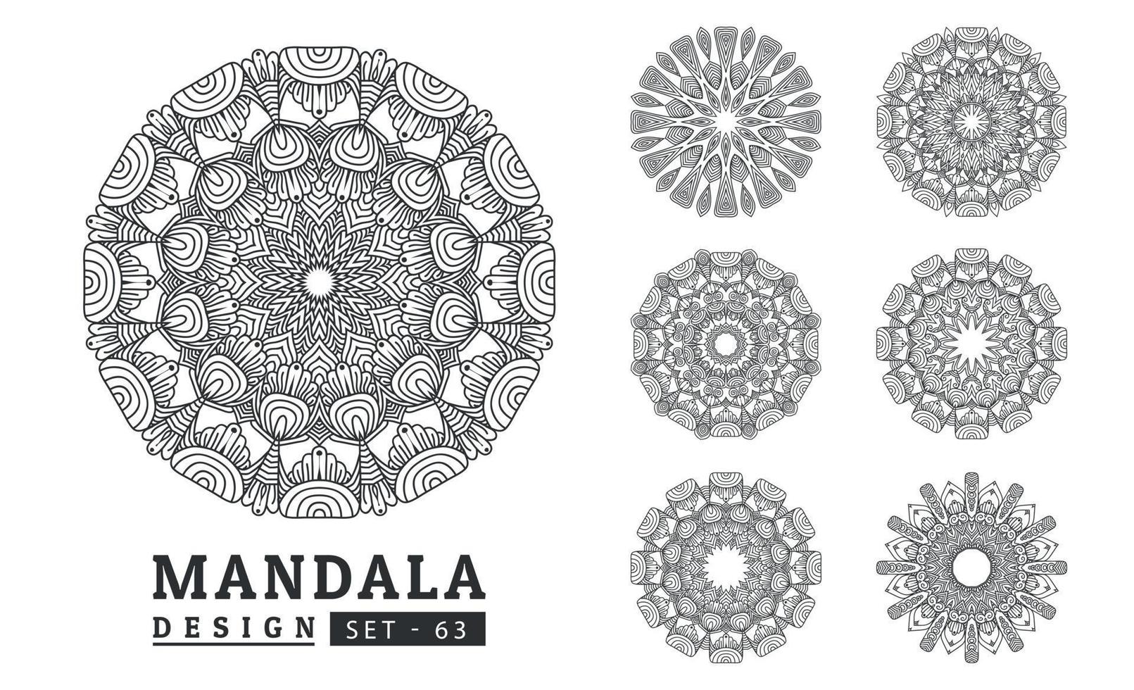 Flower Mandala background design set vector illustration