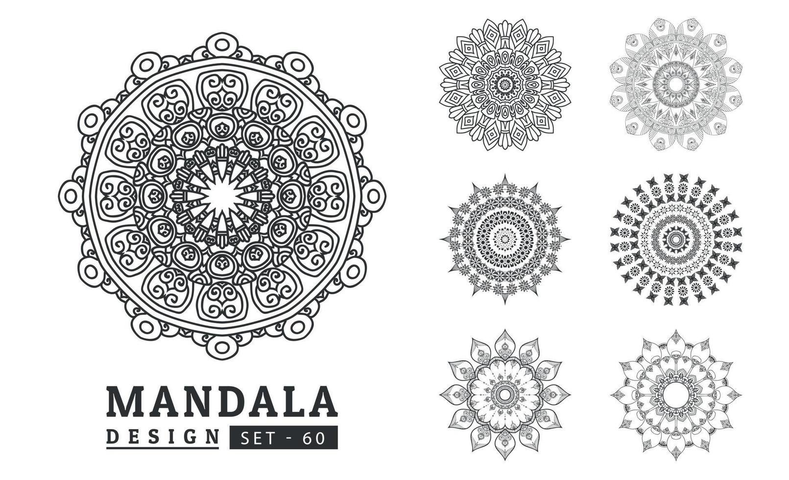 Flower Mandala background design set vector illustration