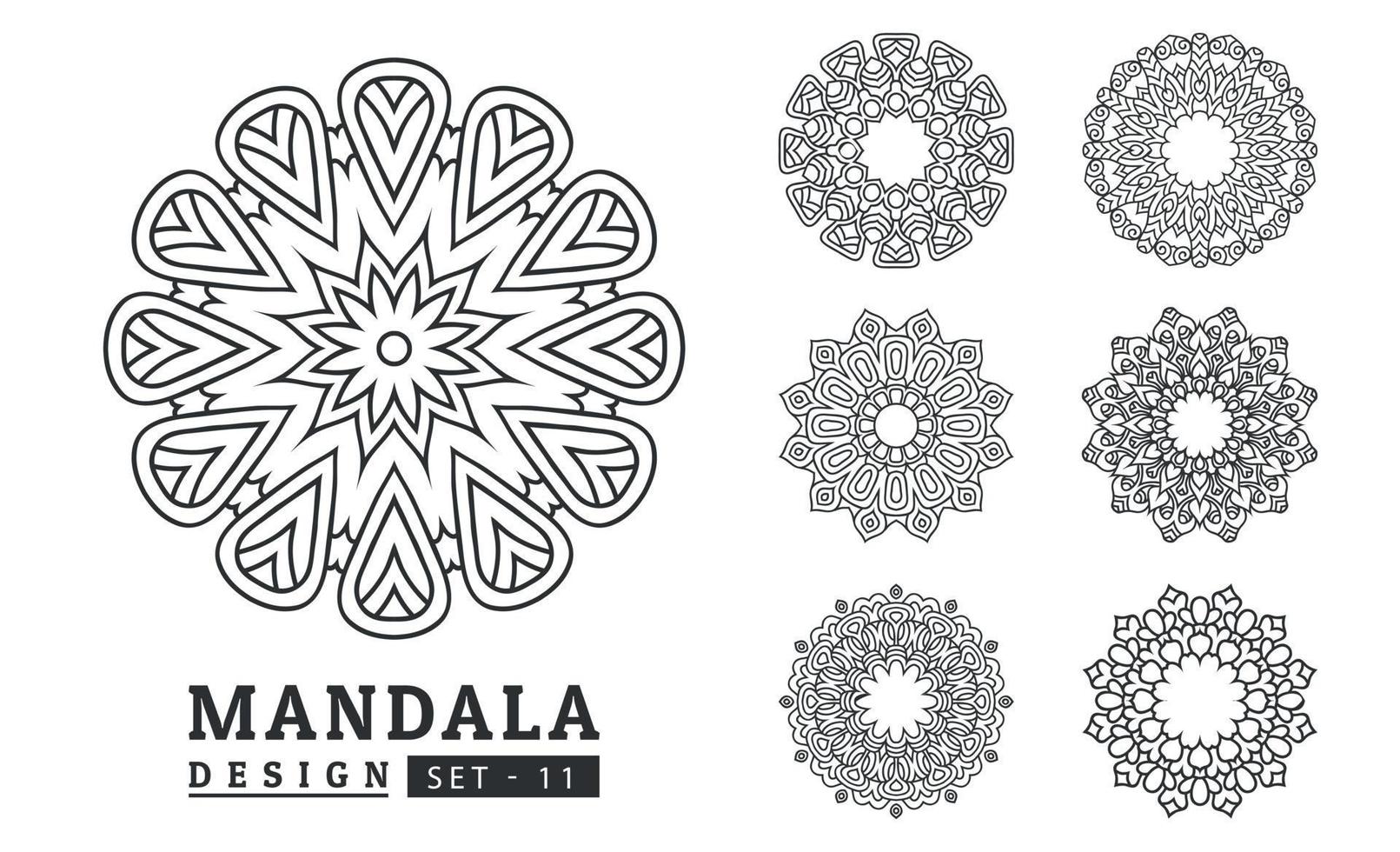 Black and white flower mandala designs set vector