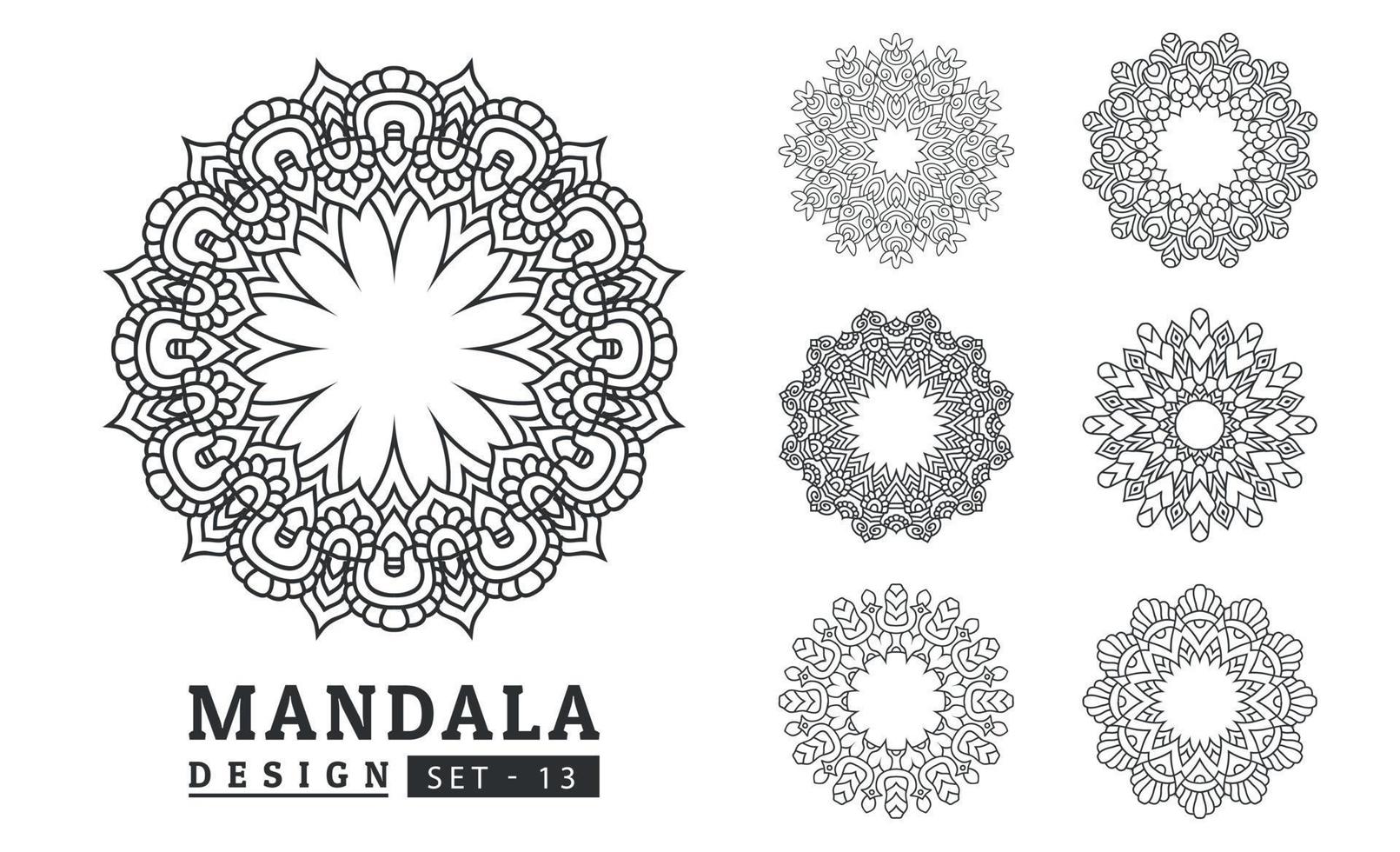 Black and white flower mandala designs set vector