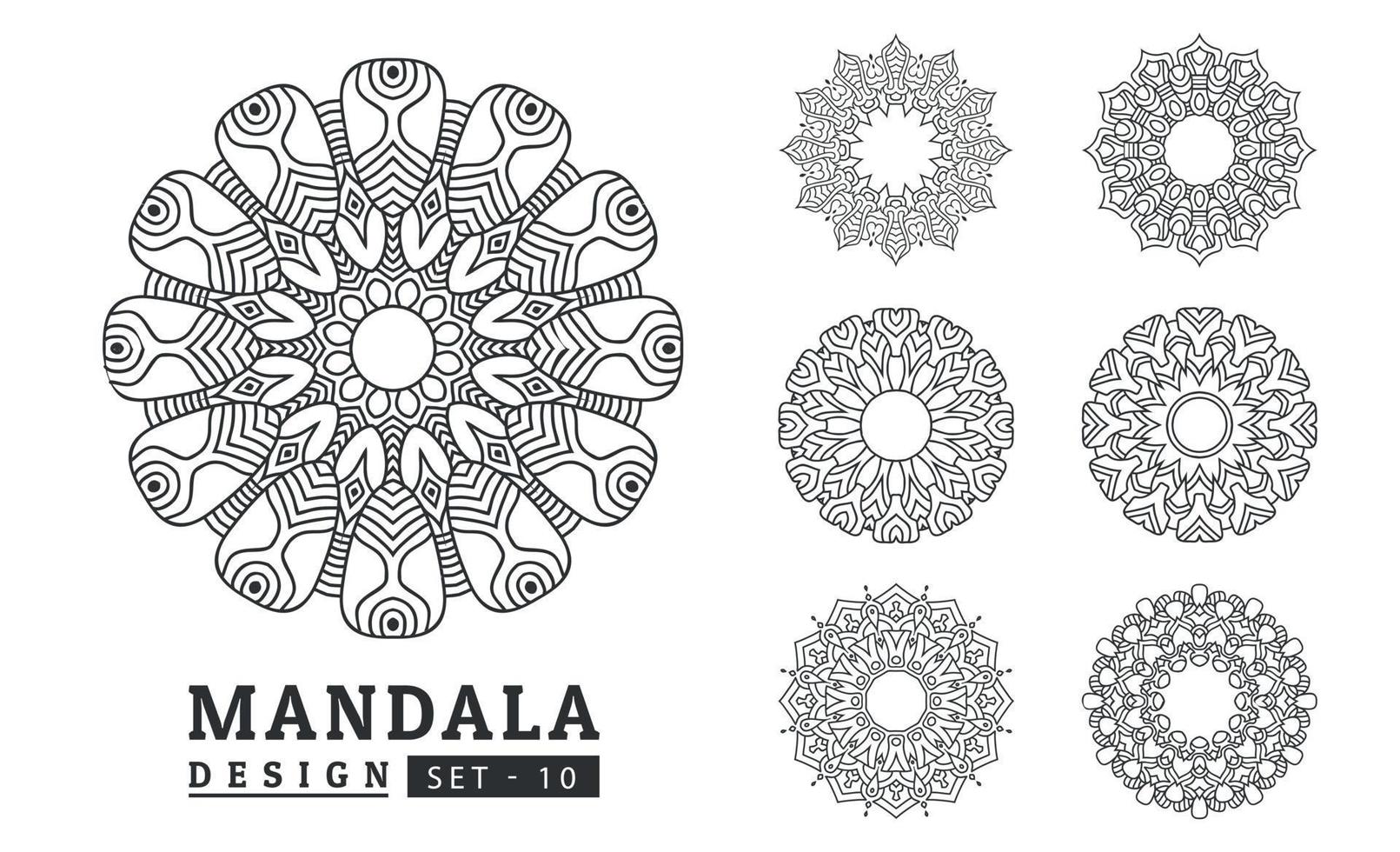 Black and white flower mandala designs set vector