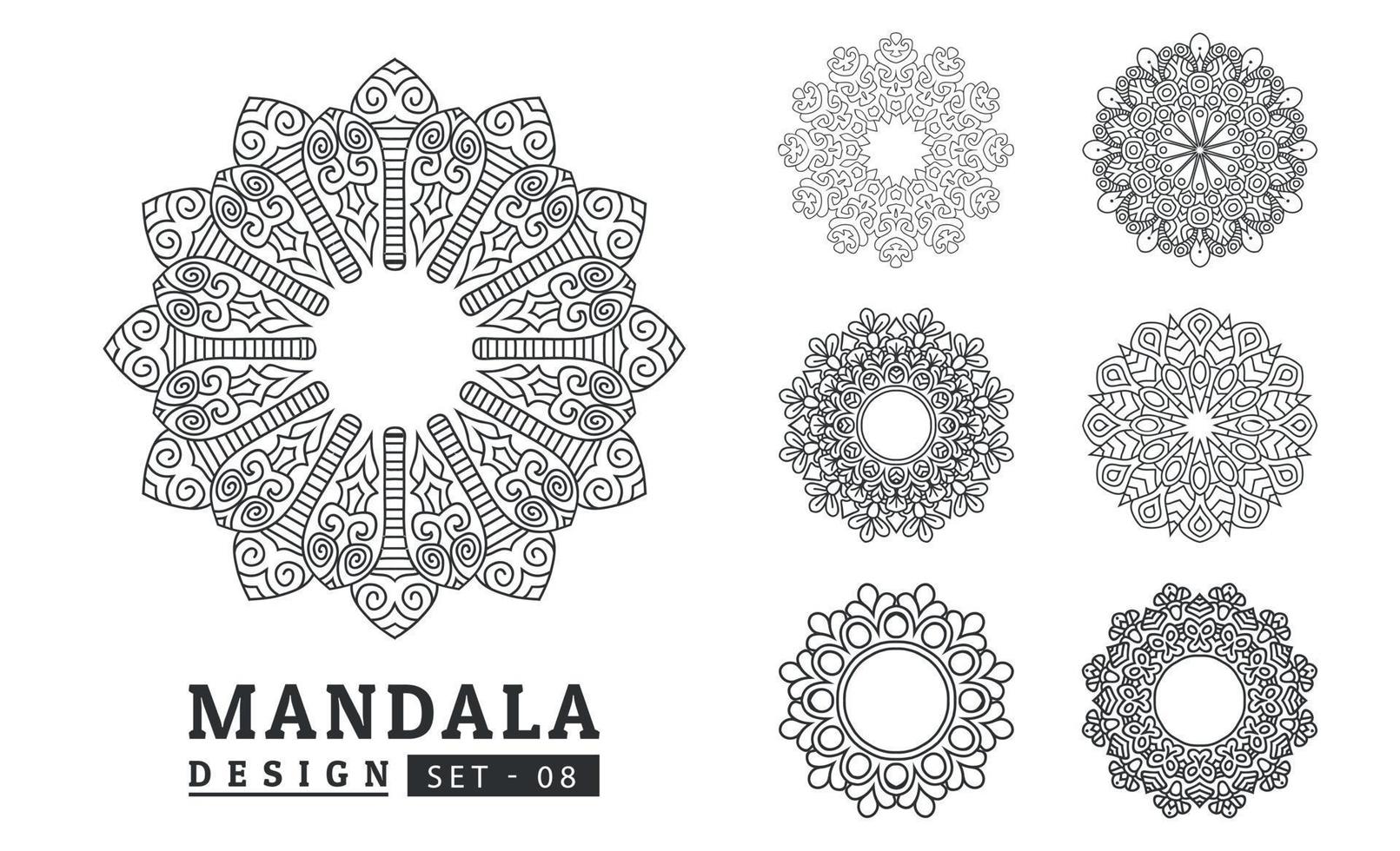 negro y blanco flor mandala diseños conjunto vector