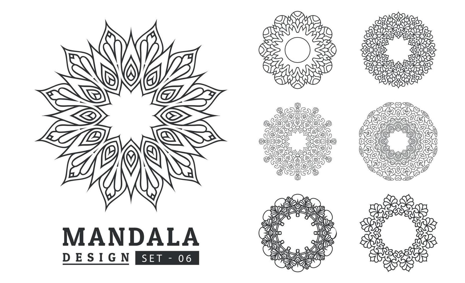 Black and white flower mandala designs set vector