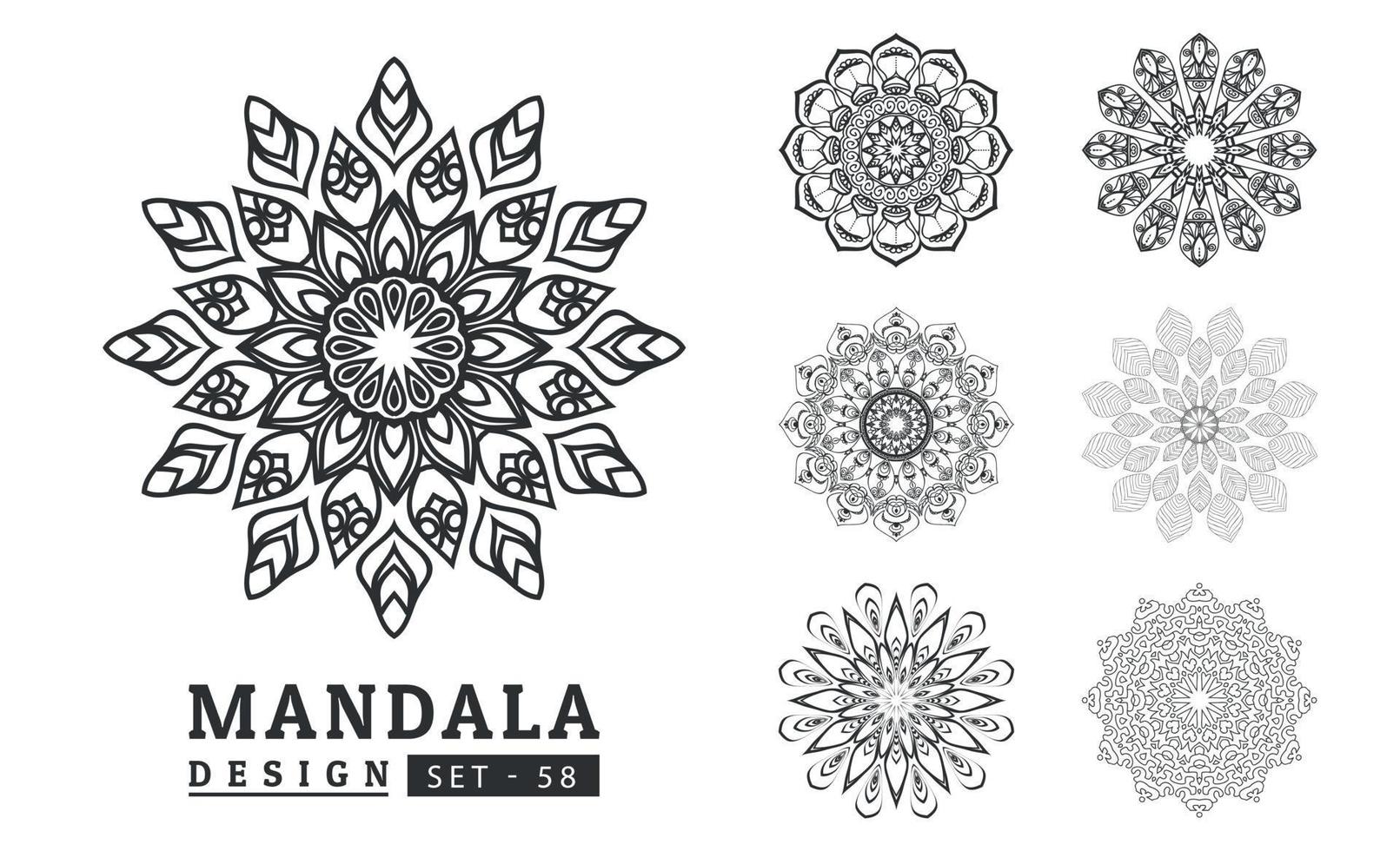Flower Mandala background design set vector illustration