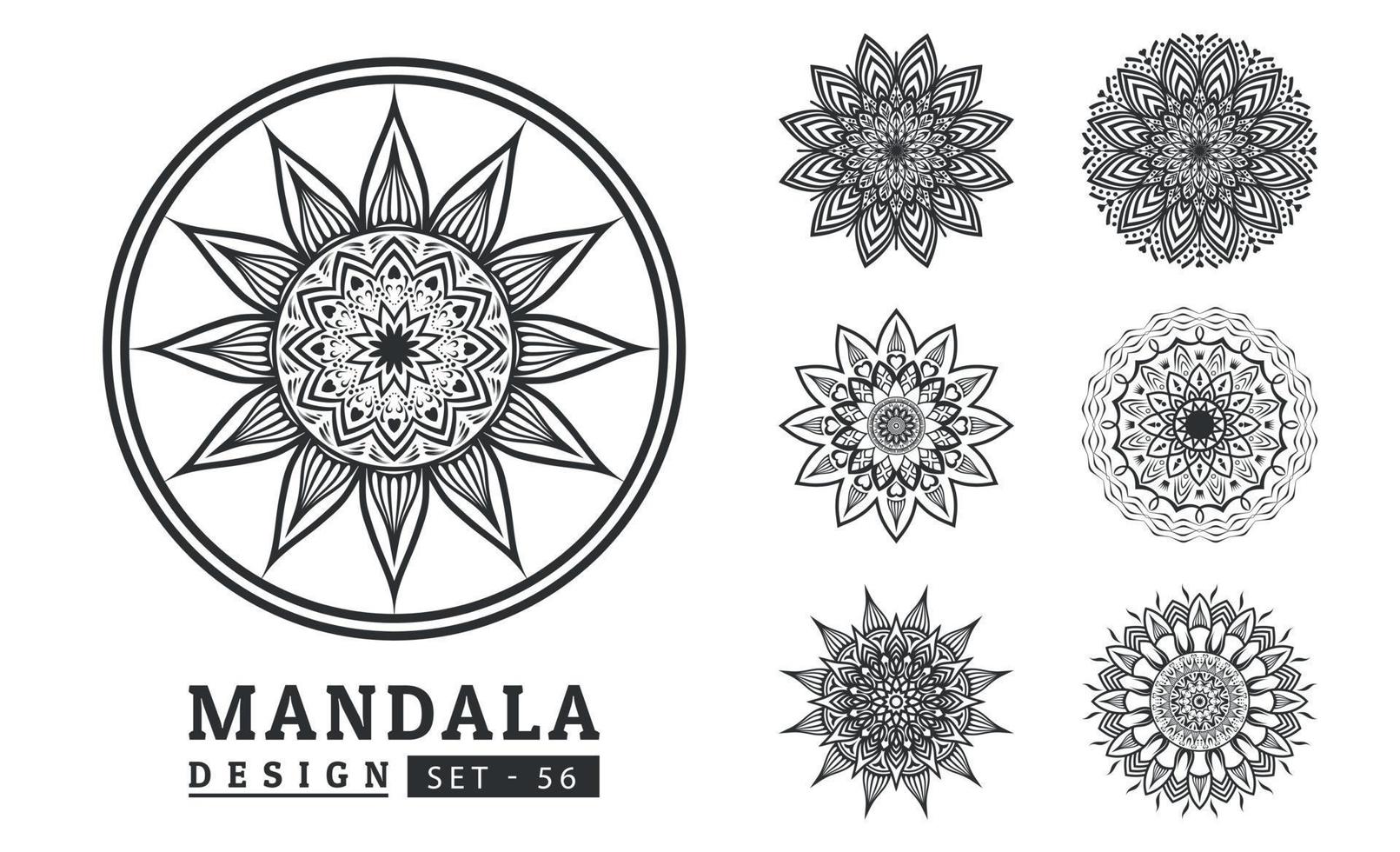 Flower Mandala background design set vector illustration