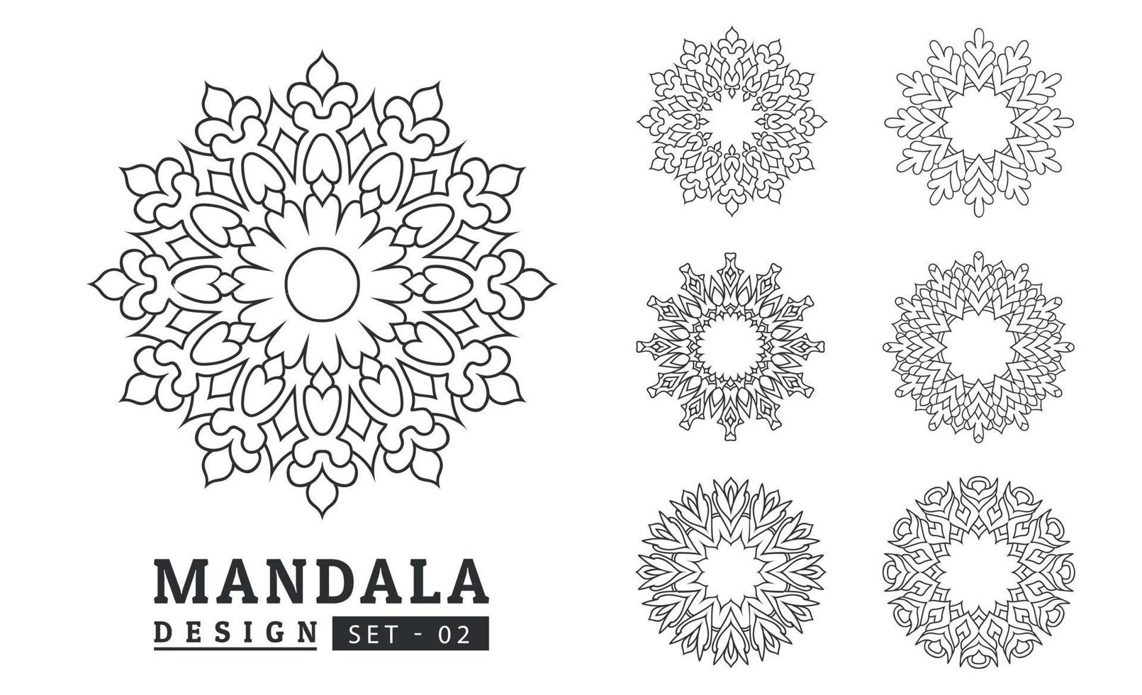 Black and white flower mandala designs set vector