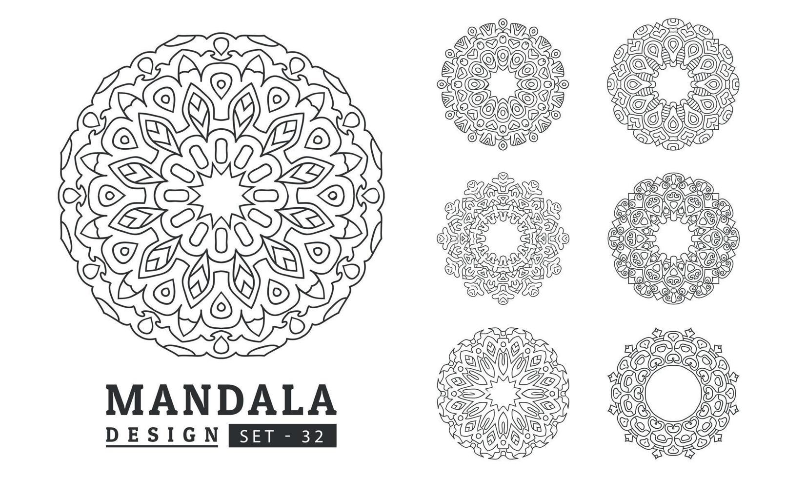 Black and white flower mandala set vector