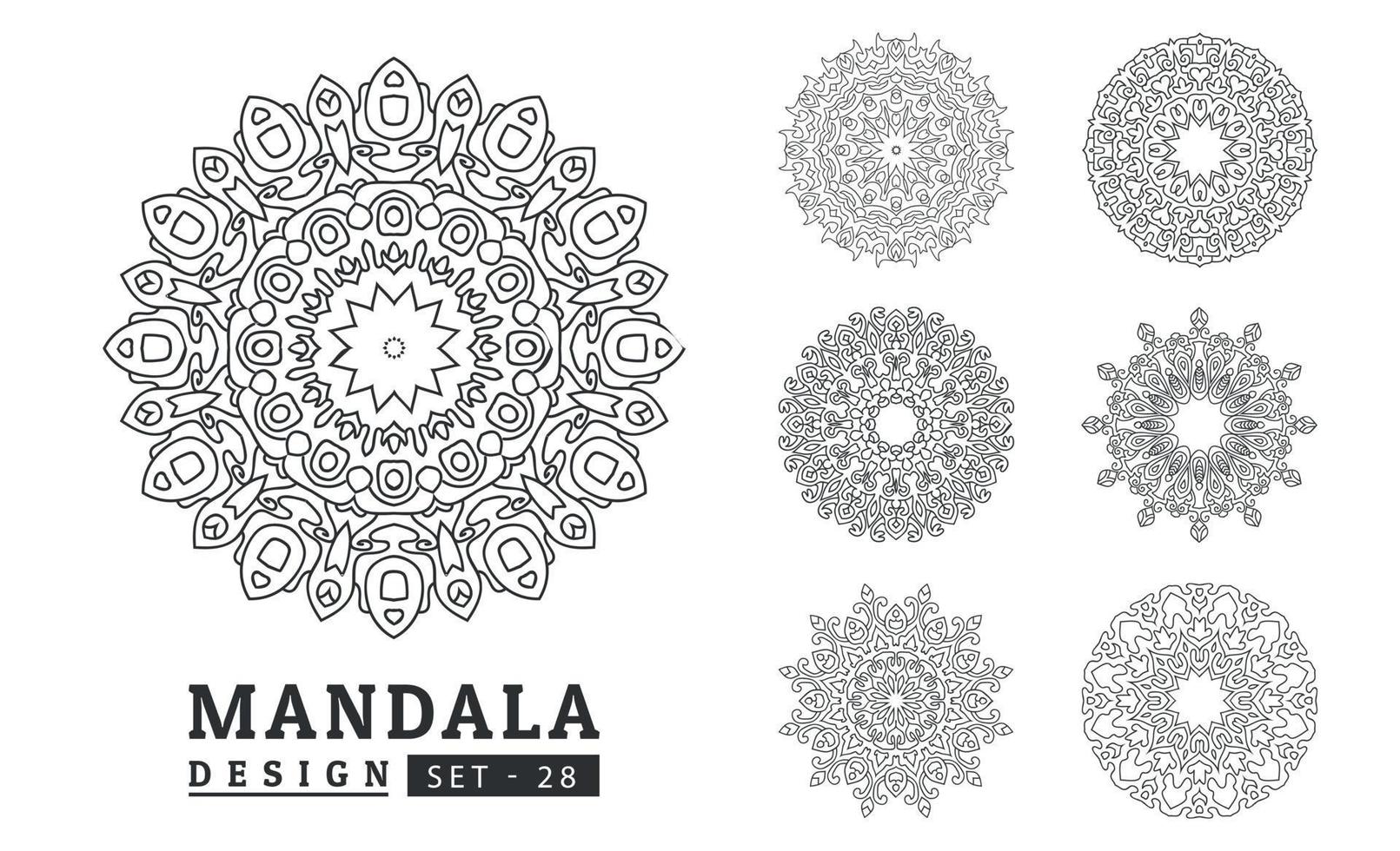 Black and white flower mandala set vector