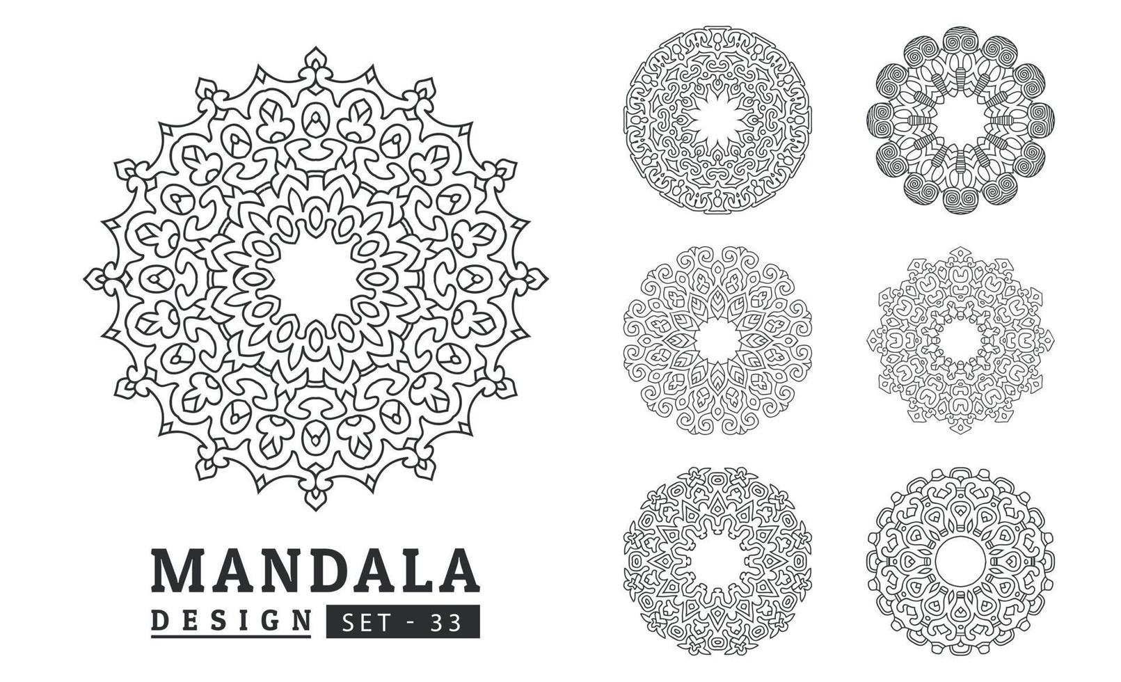 Black and white flower mandala set vector