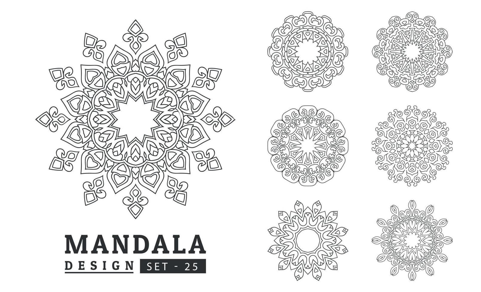 Black and white flower mandala art set vector