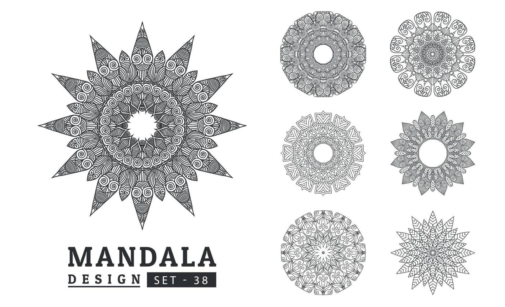 Black and white flower mandala set vector