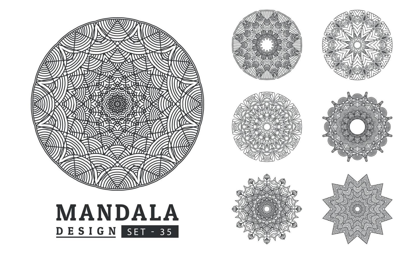 Black and white flower mandala set vector