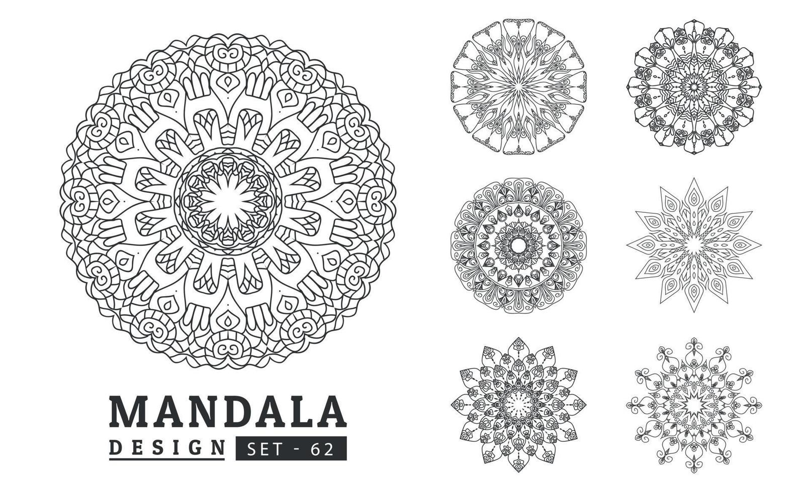 Flower Mandala background design set vector illustration