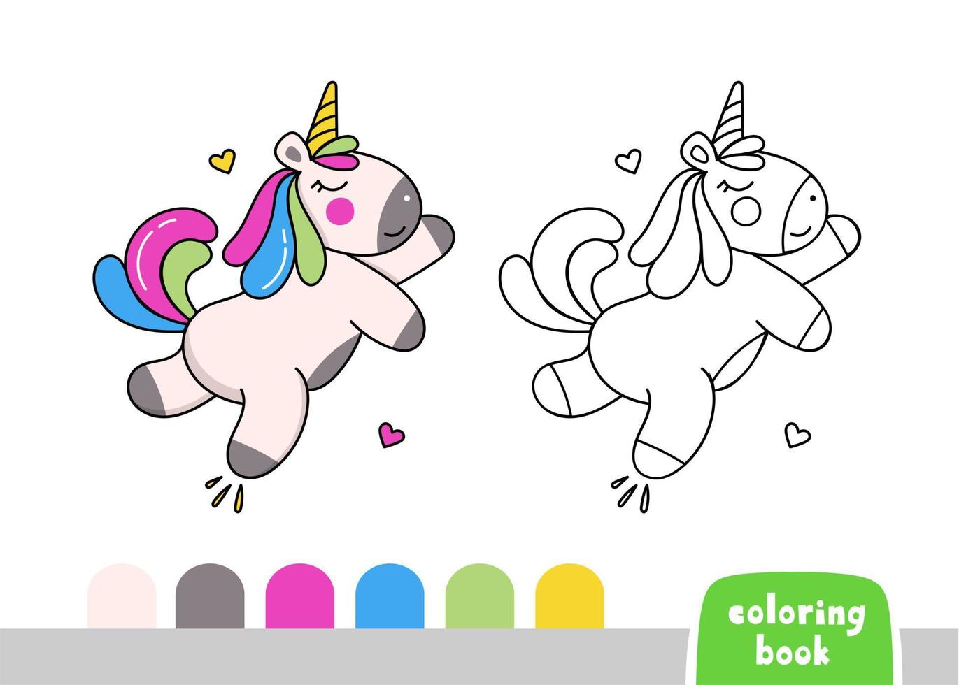 linda unicornio colorante libro para niños página para libros, revistas, vector ilustración garabatear modelo