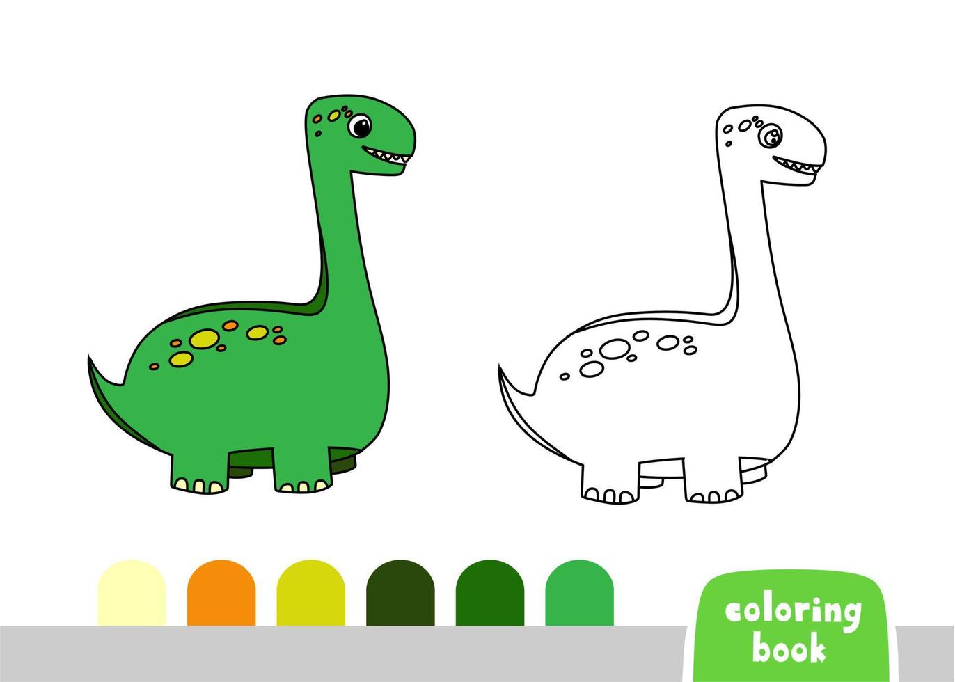 Cute Dinosaur Coloring Book for Kids Page for Books, Magazines, Vector Illustration Doodle Template