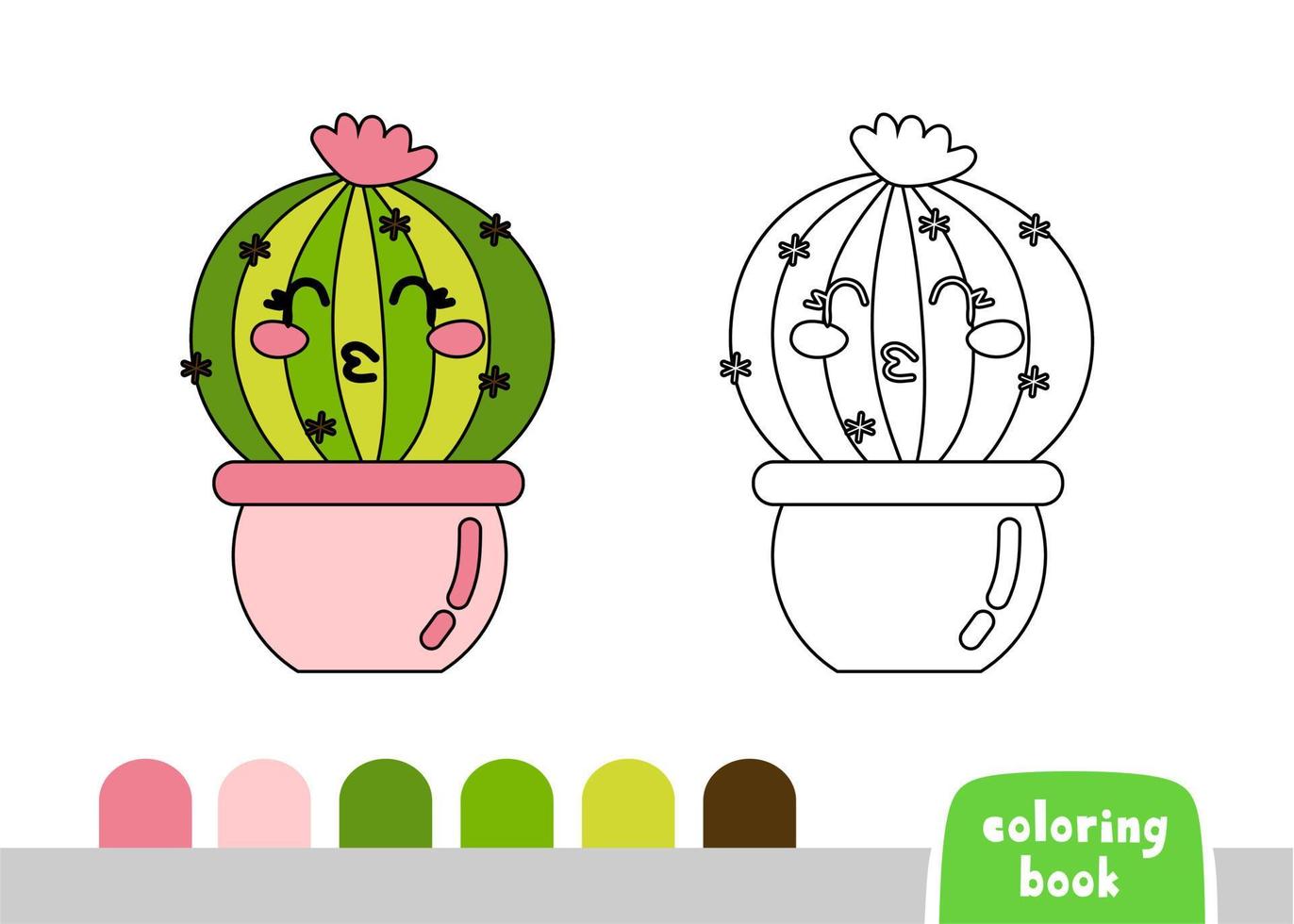 Cactus Coloring Book for Kids Page for Books, Magazines, Doodle Vector Illustration Template