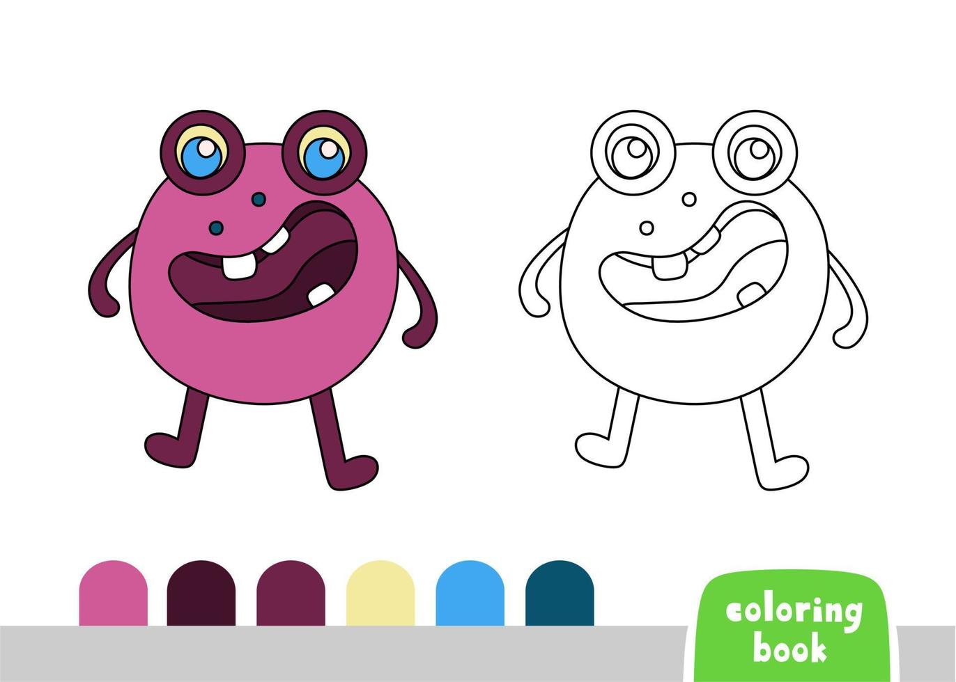 Cute Monster Coloring Book for Kids Page for Books, Magazines, Doodle Vector Illustration Template