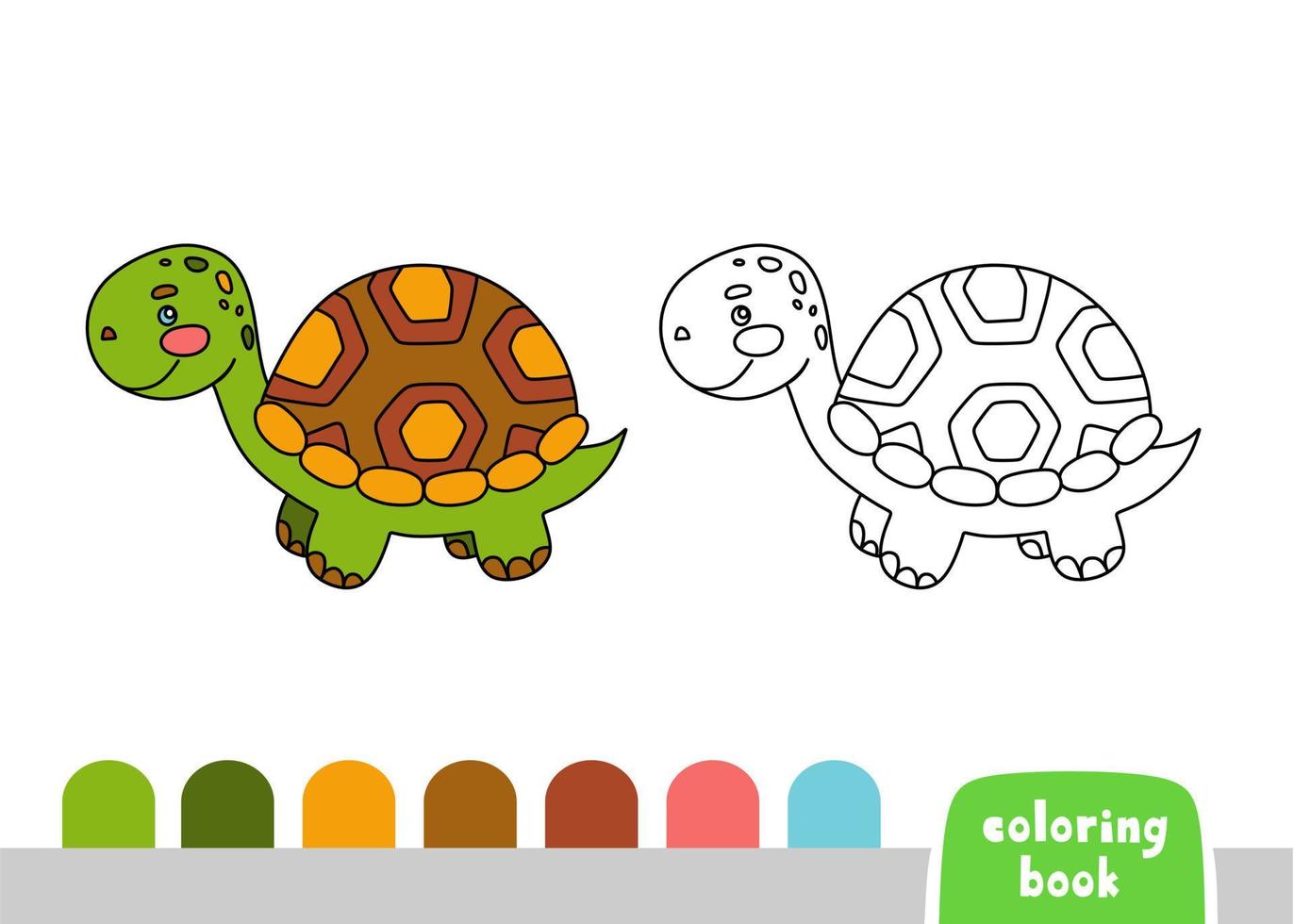 linda Tortuga colorante libro para niños página para libros, revistas, vector ilustración garabatear modelo