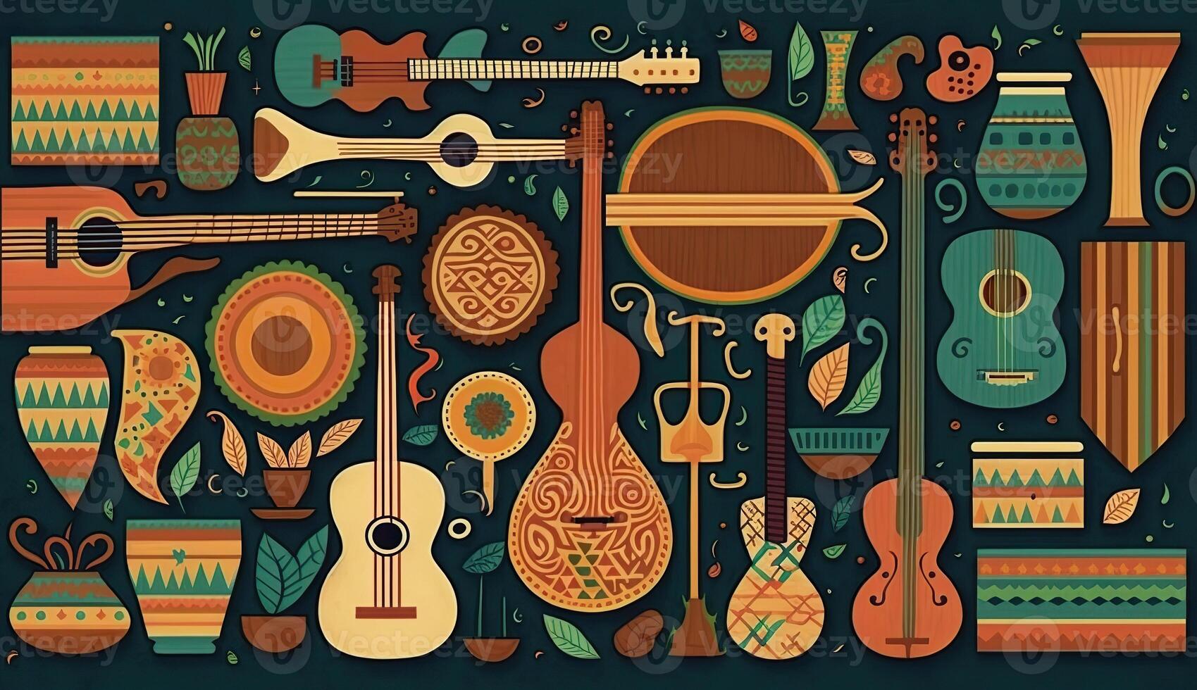 . . Abstract music sound audio pattern background with music instruments. Graphic Art photo