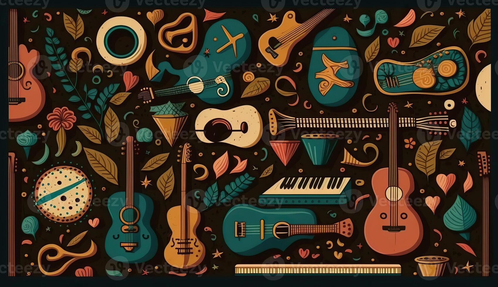 . . Abstract music sound audio pattern background with music instruments. Graphic Art photo