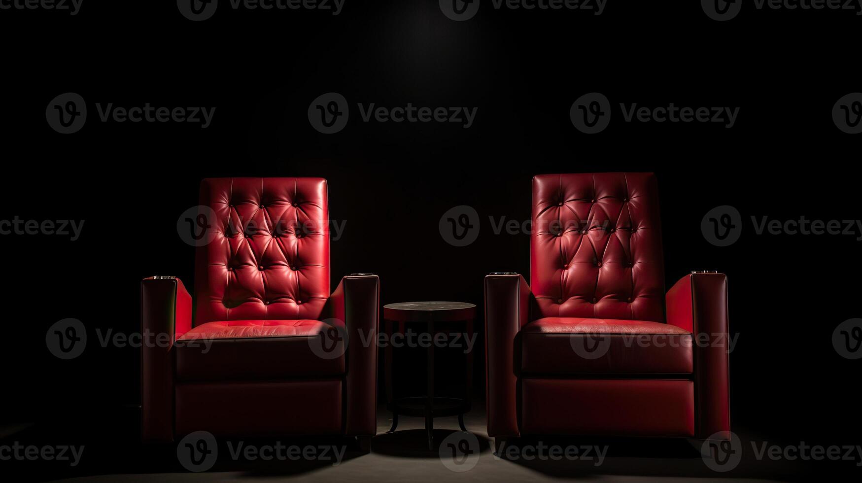 . . Romantic love two chairs for lovely couple at private cinema movie theatre Close up photography. Graphic Art photo