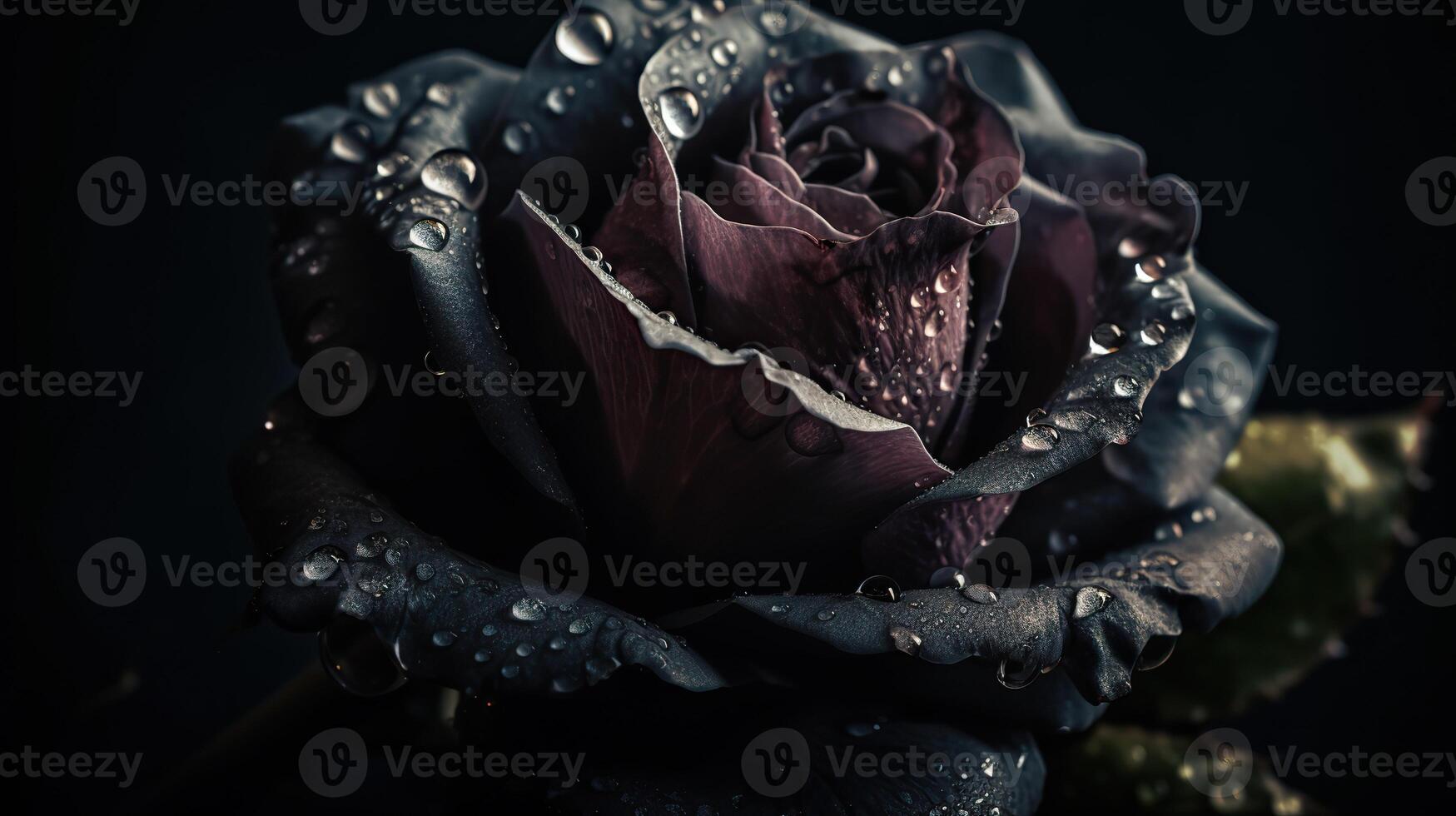 . . Close macro shot photo of realistic flower black rose. Can be used for wedding romantic or love concept. Graphic Art